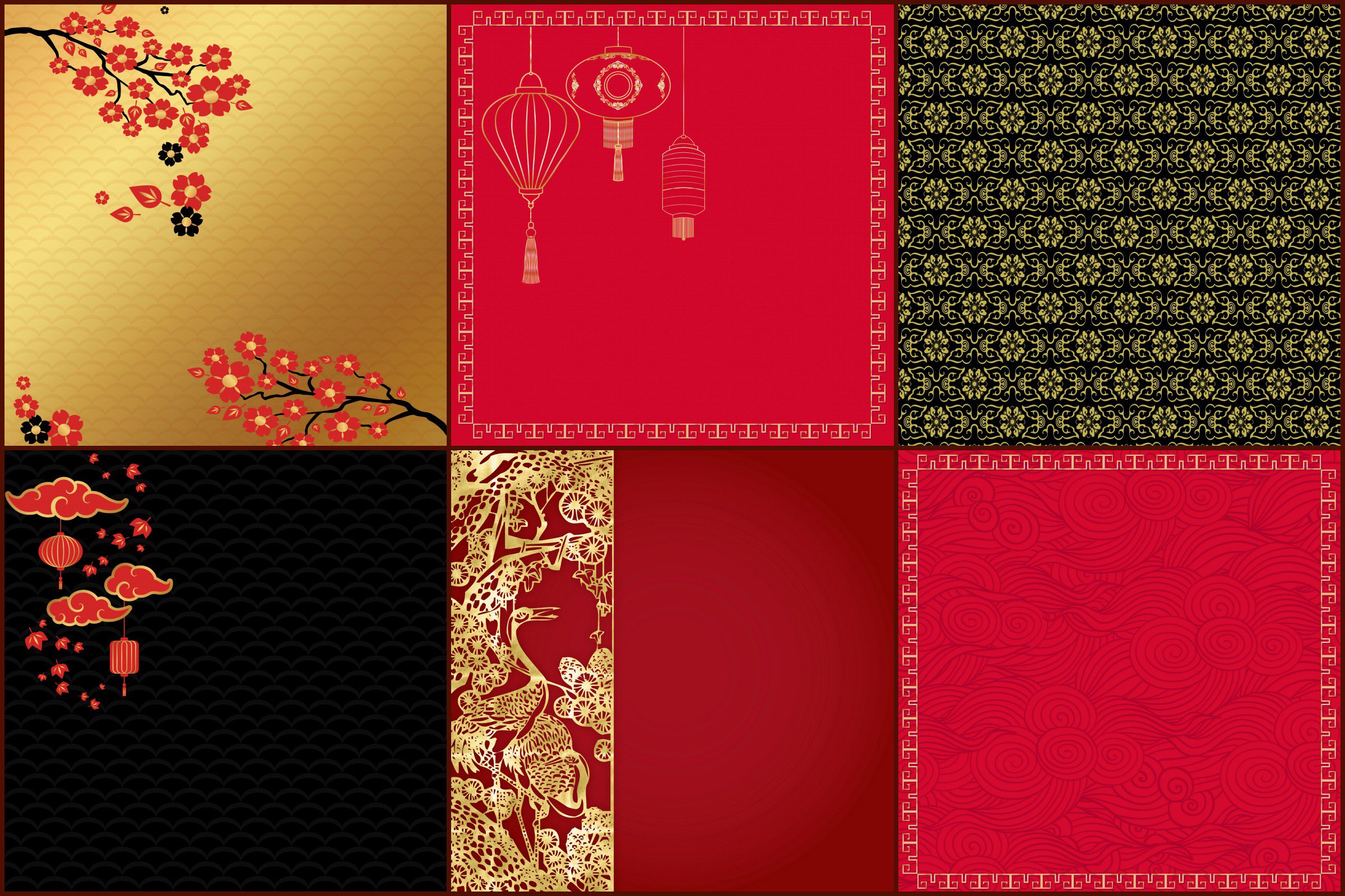 Chinese Designs Variety Digital Papers (580979) Backgrounds Design Bundles