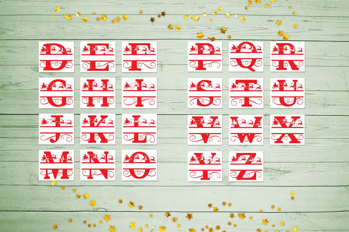 Printable Christmas Monogram Stickers (913795) | Illustrations | Design ...