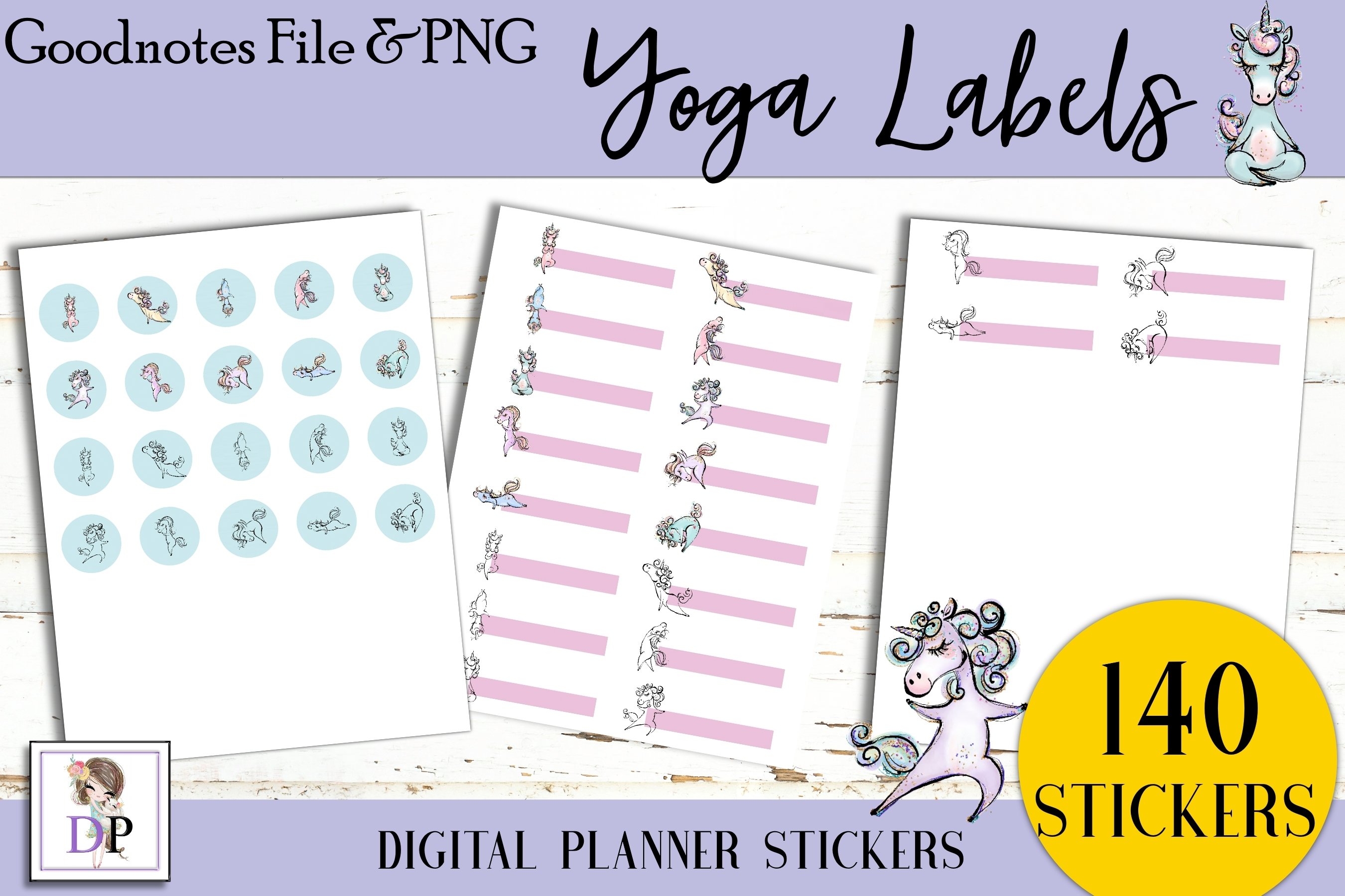Yoga Labels Digital Printable Labels Stickers Goodnotes (516719