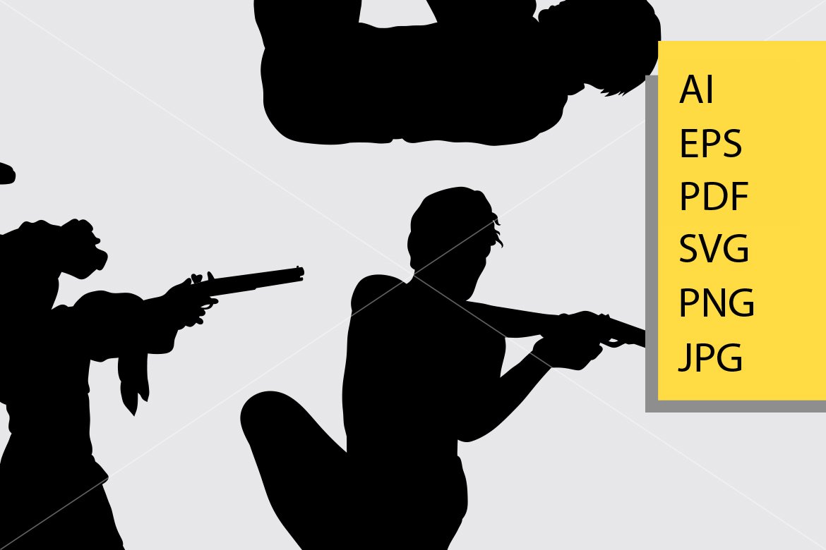 People with gun silhouette (523145) | Elements | Design Bundles