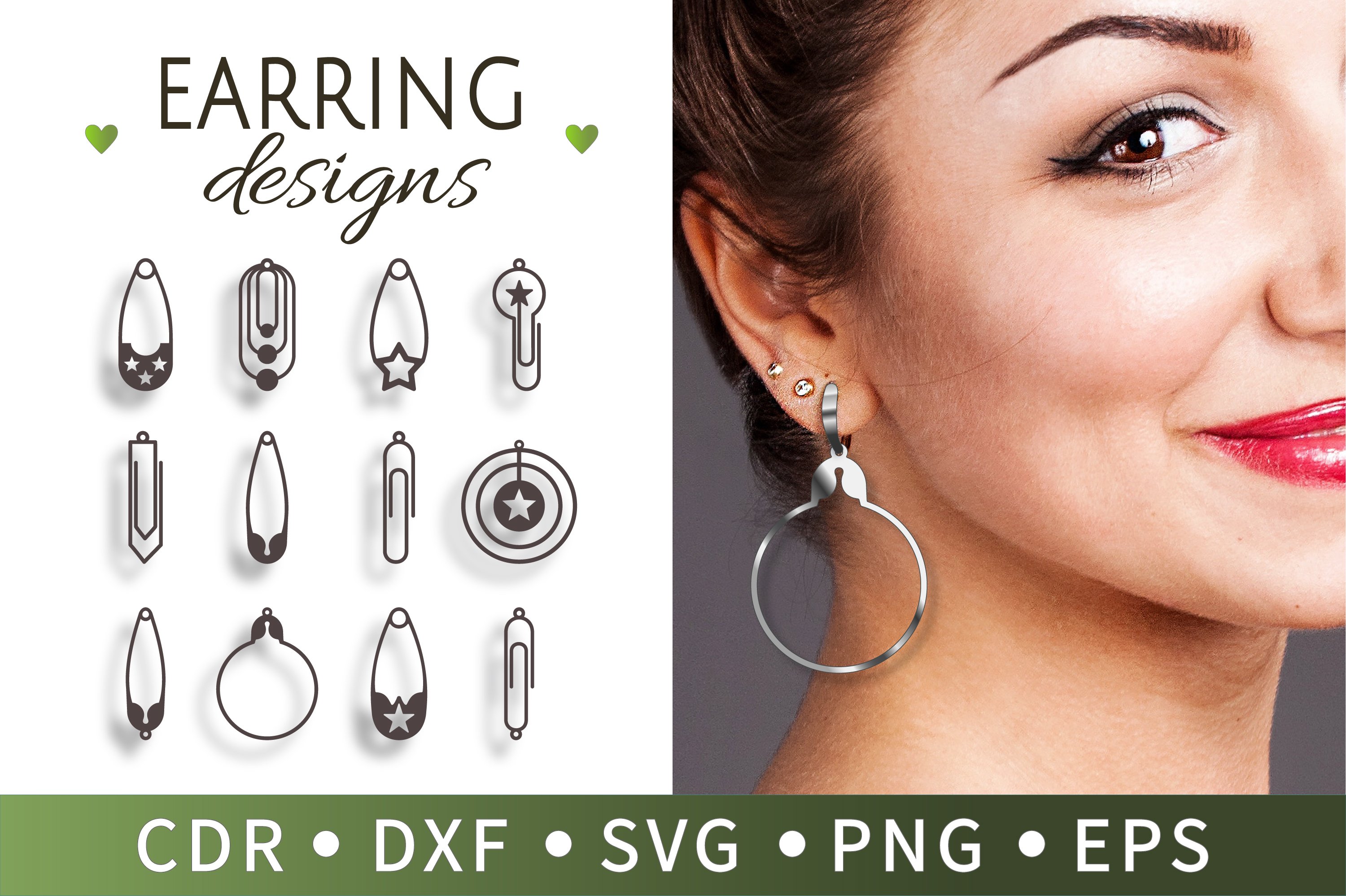 12 Star earrings, Safety pin, Paper clip, Large hoop earring (485449