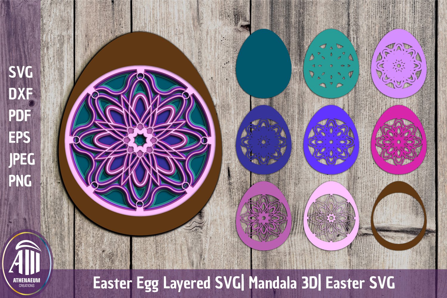 3d Layered Mandala|Easter Egg Mandala SVG|Layered Easter Egg (1191132