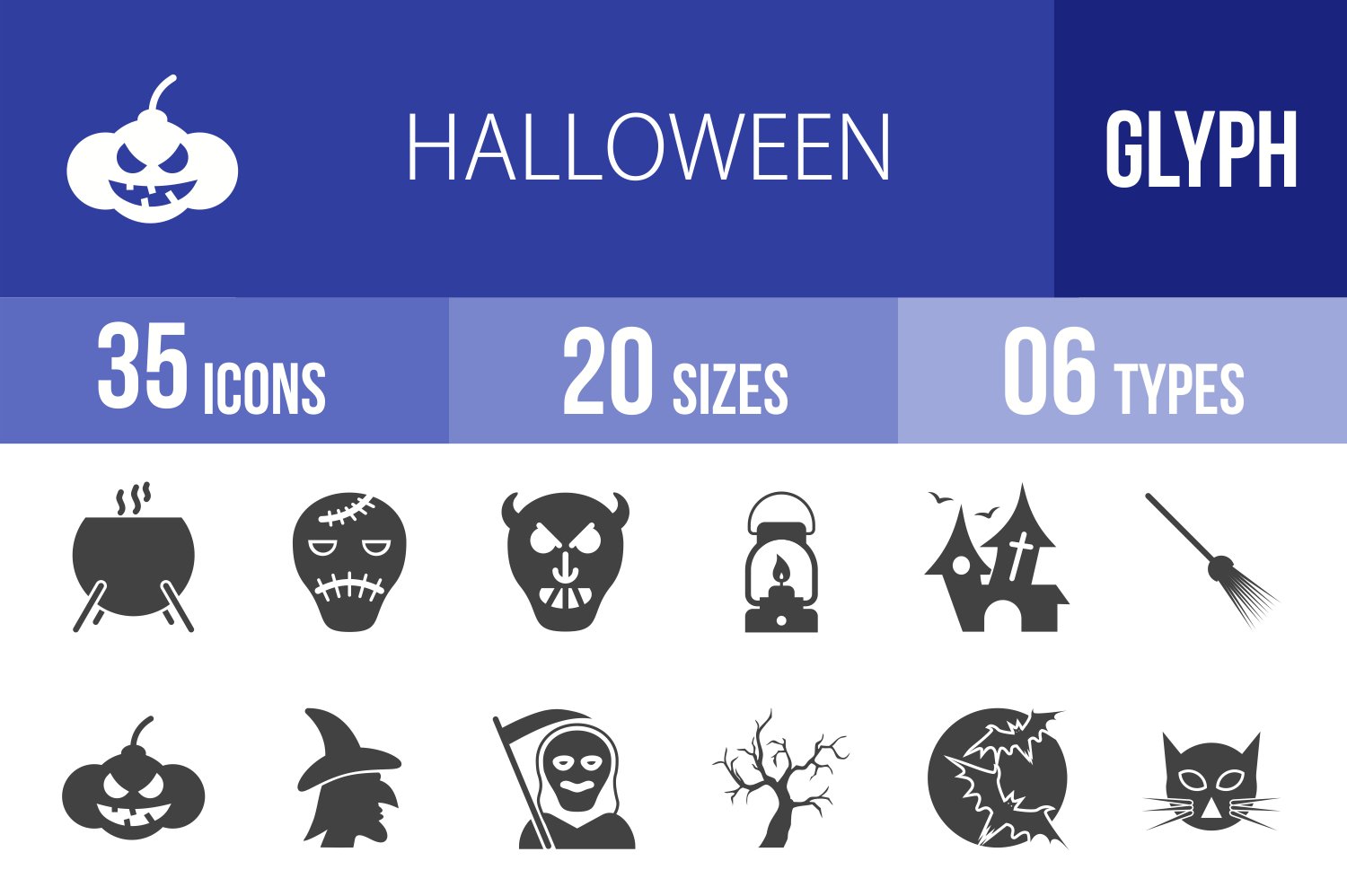 35 Halloween Glyph Icons (43432) | Icons | Design Bundles