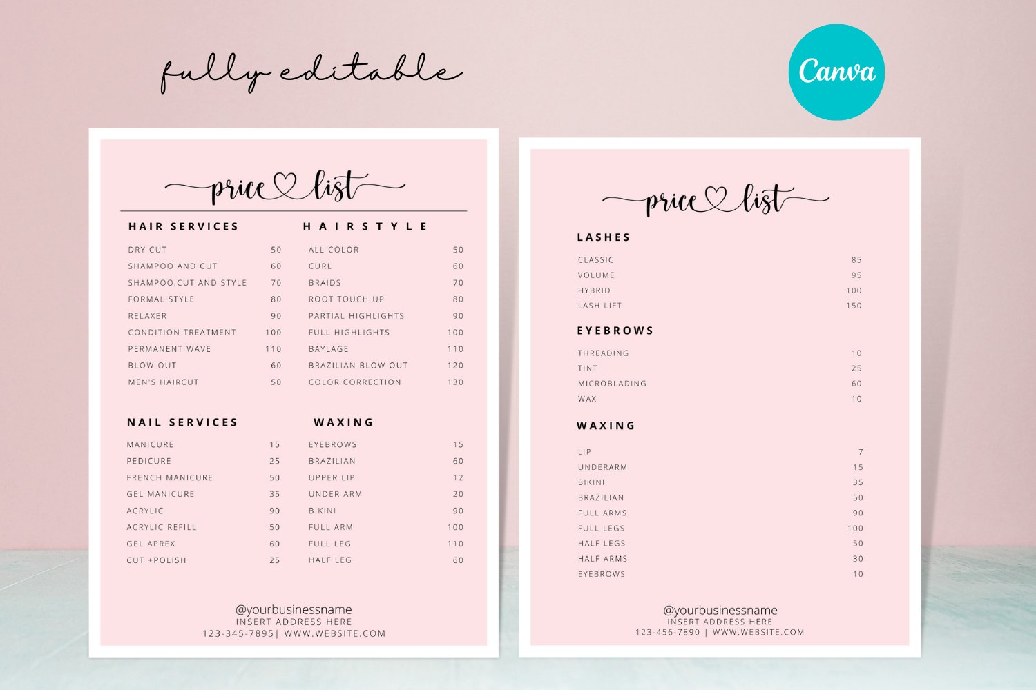 Price List Template on Canva (1906289) | Instagram | Design Bundles