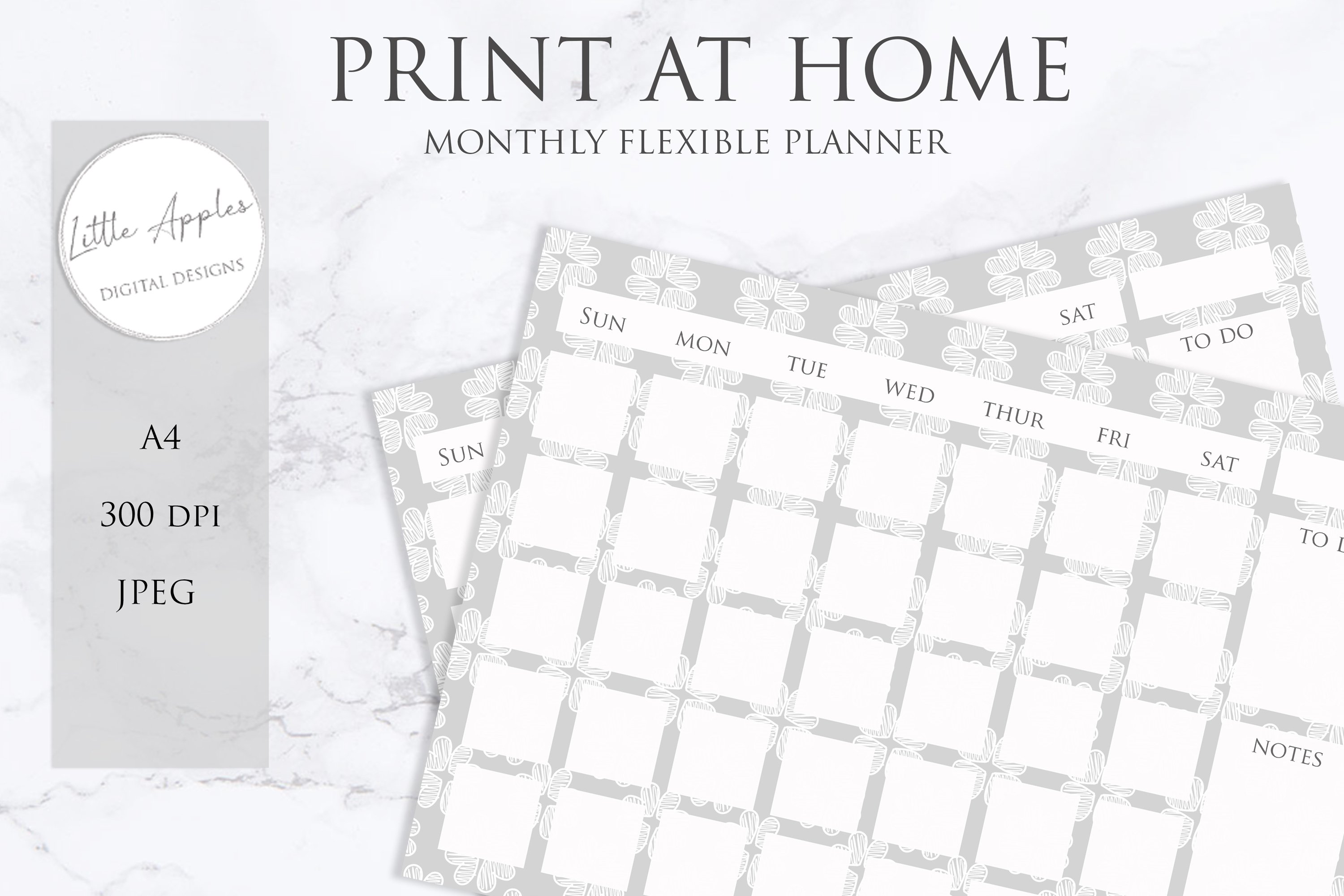 Printable Flexible Monthly Wall Planner Calendar. grey (536187 ...