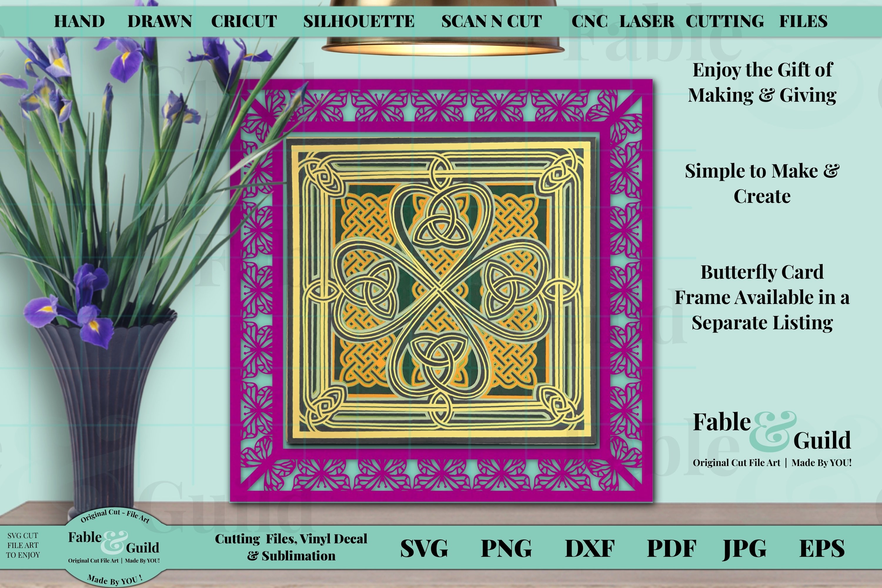 3D Celtic Knot Shamrock Lucky Clover Layered SVG Cut File (1049004