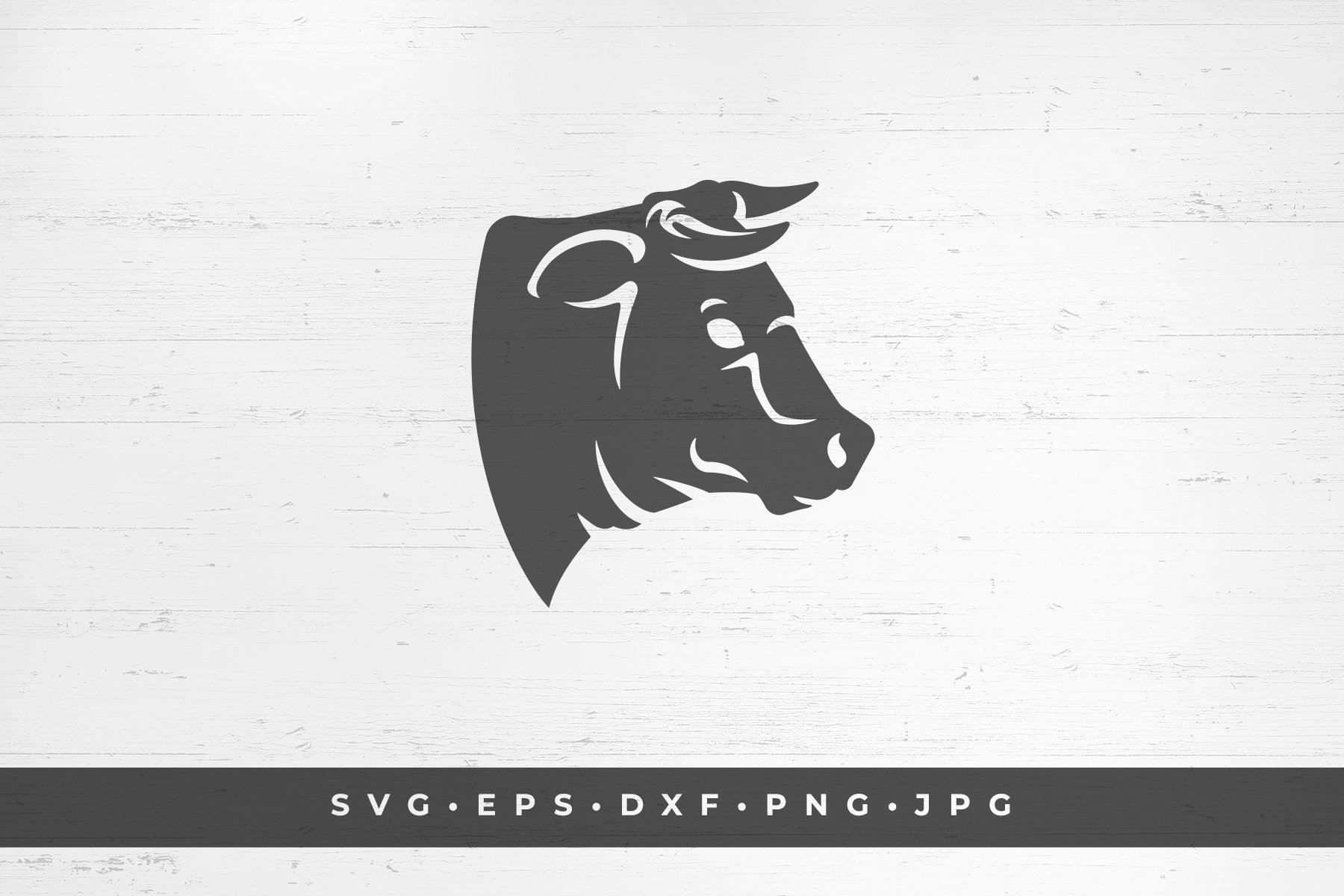 Horned cow head icon silhouette isolated on white background, image size:1800x1200
