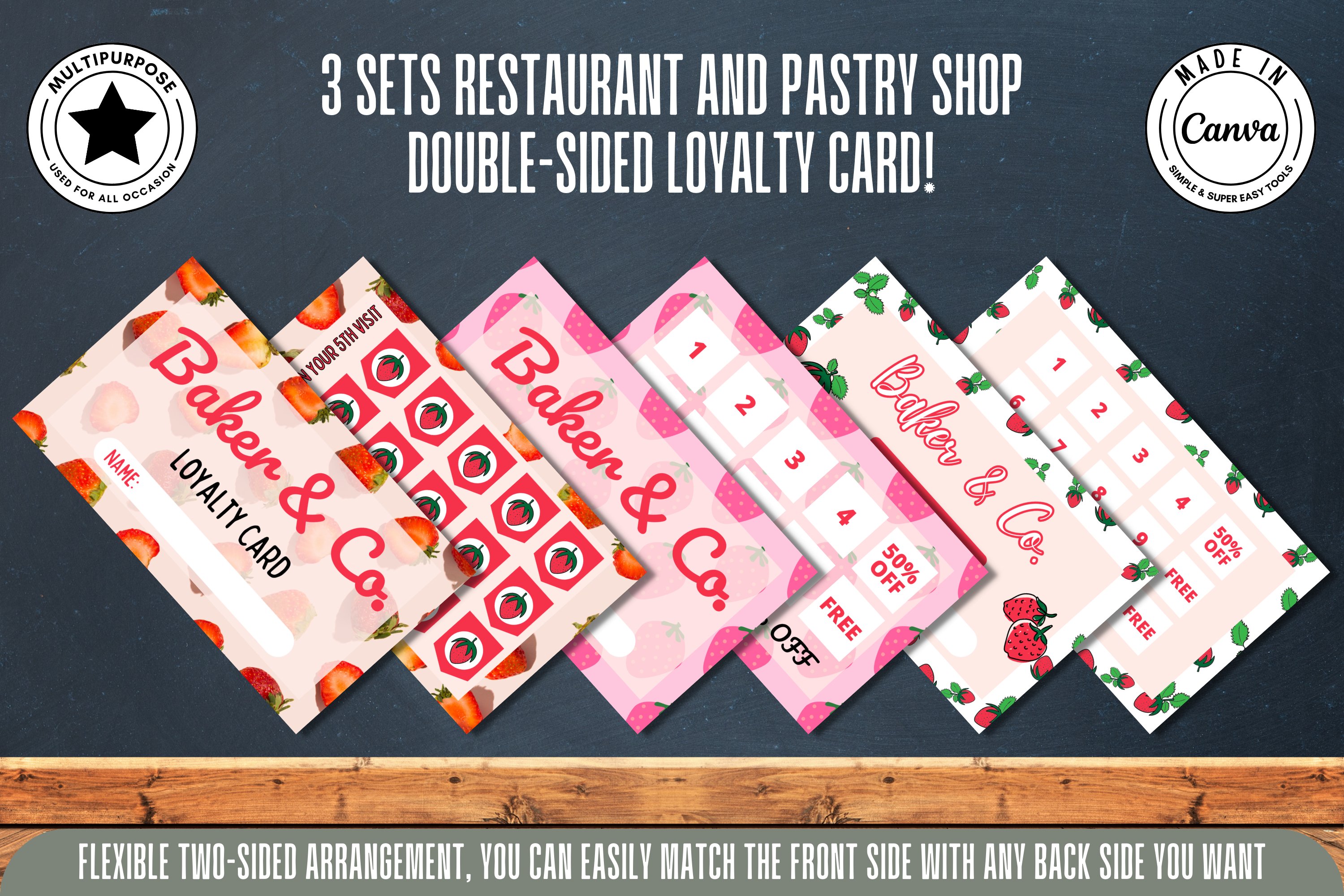 3 sets Strawberry Fruits Collection All-Purpose Reward Card