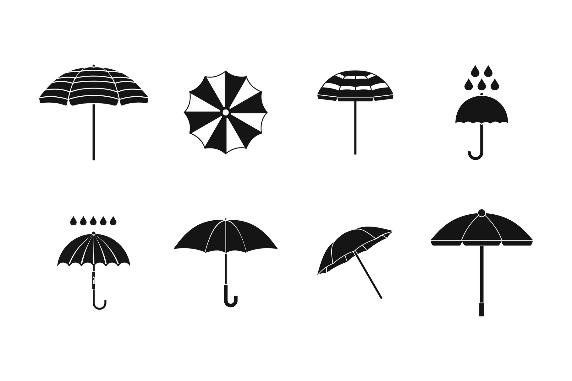 Umbrella icon set, simple style (366557) Icons Design Bundles