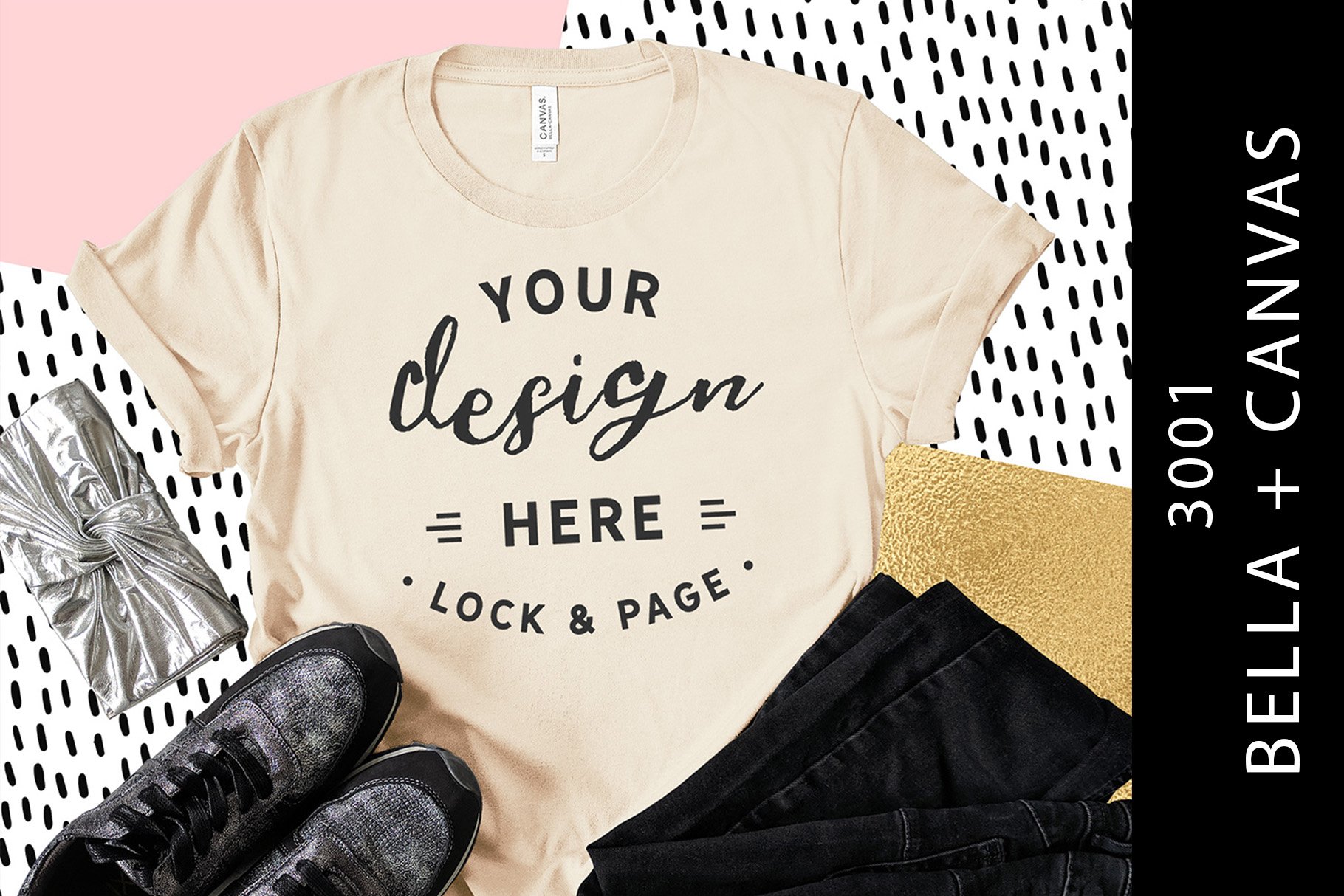 Download Soft Cream Bella Canvas 3001 T Shirt Mockup Women S Flat Lay 167970 Mockups Design Bundles