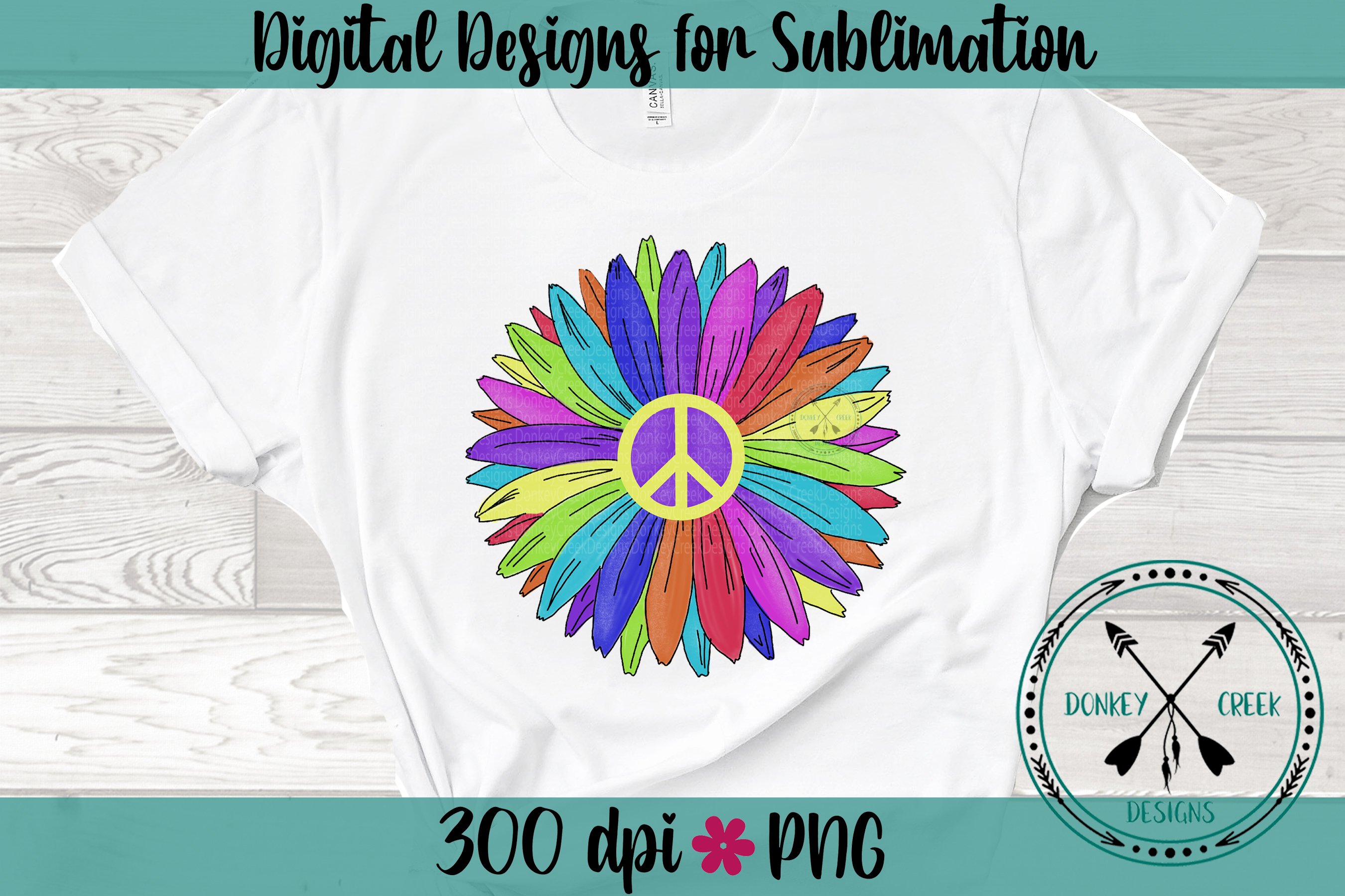 Peace Sunflower Sublimation PNG (669987) Sublimation Design Bundles