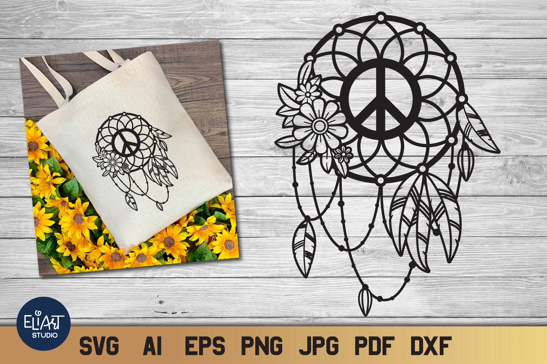 Peace Sign SVG Dream Catcher | Boho Dreamer SVG