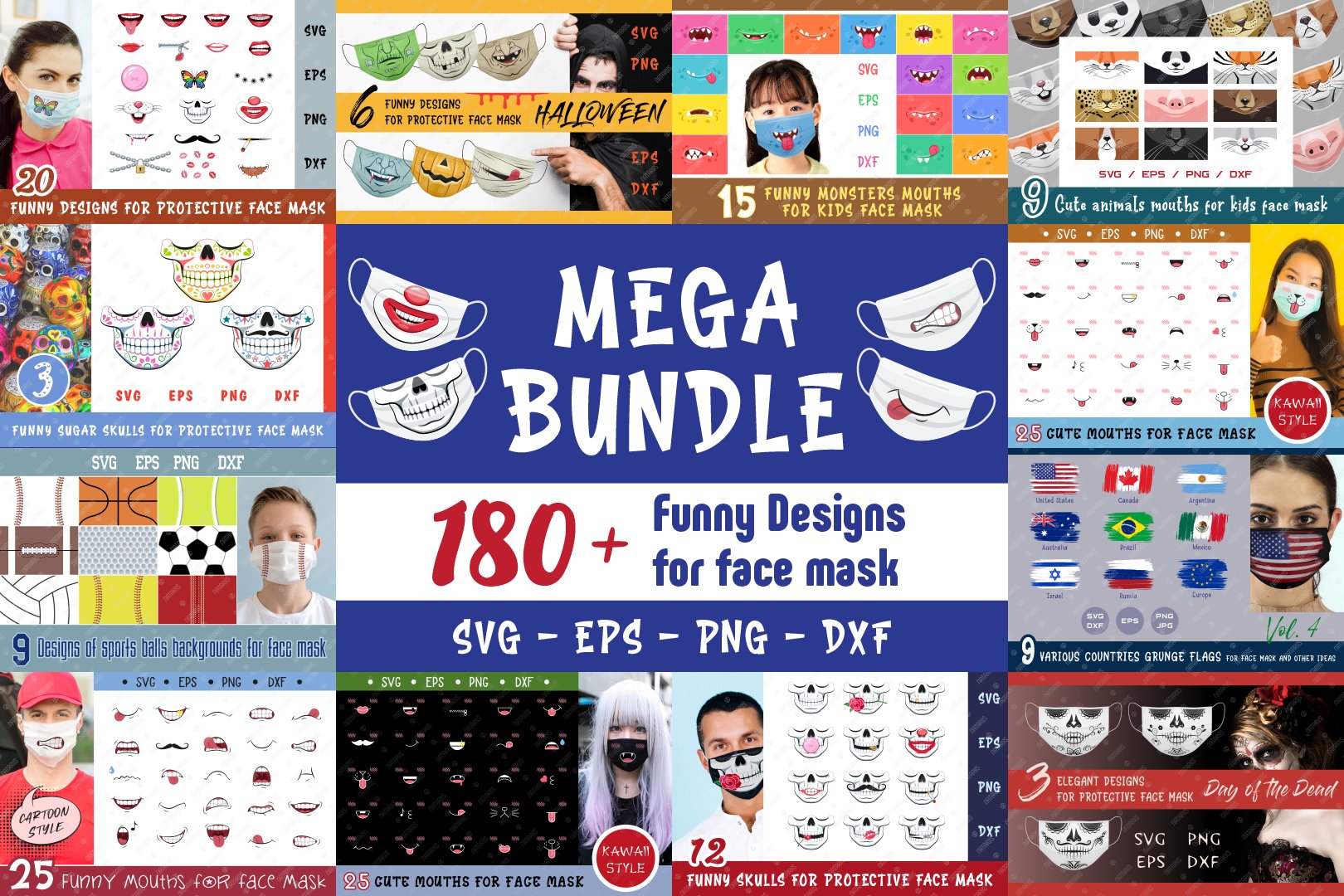 Download The Mega Face Masks Bundle 987741 Sublimation Design Bundles