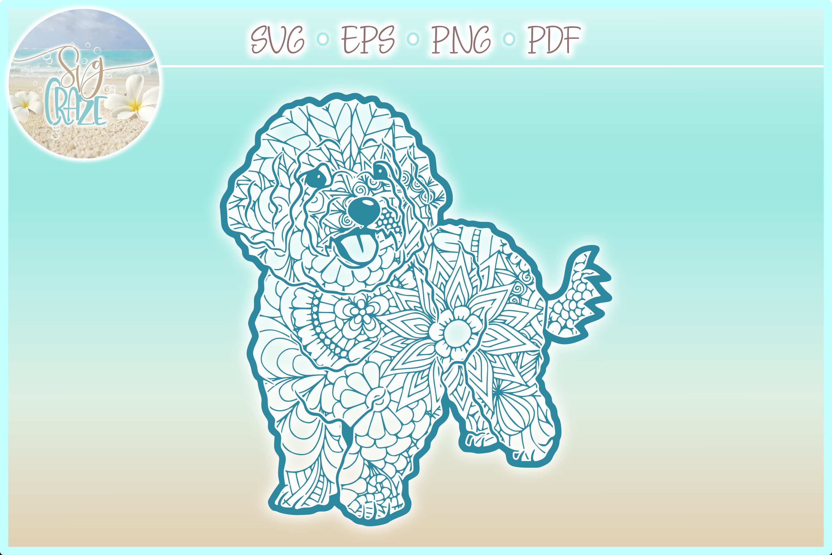 Bichon Dog Mandala Zentangle Svg Dxf Eps Png Pdf Files (186304) | SVGs