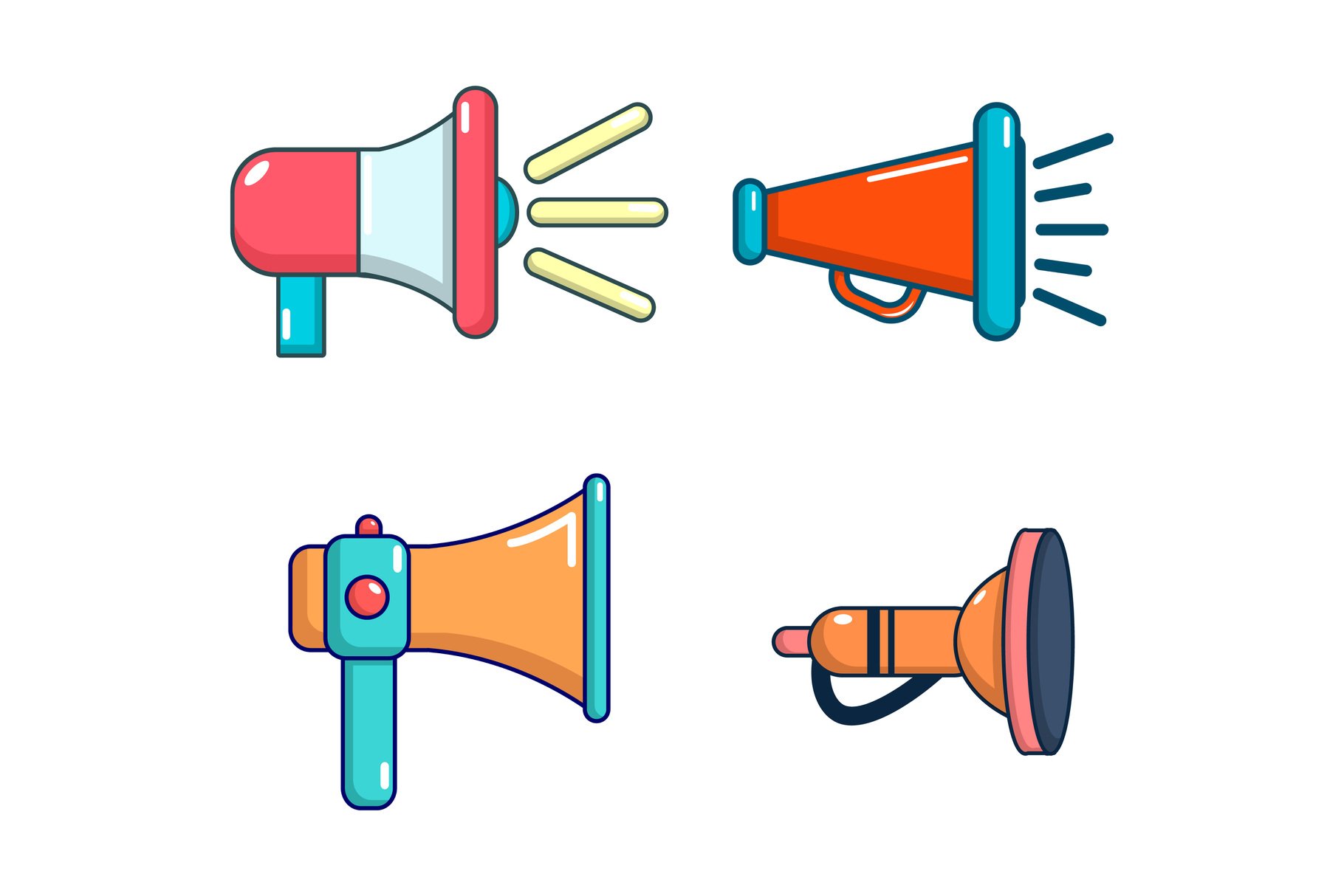 Hand speaker icon set, cartoon style (490388) Illustrations Design