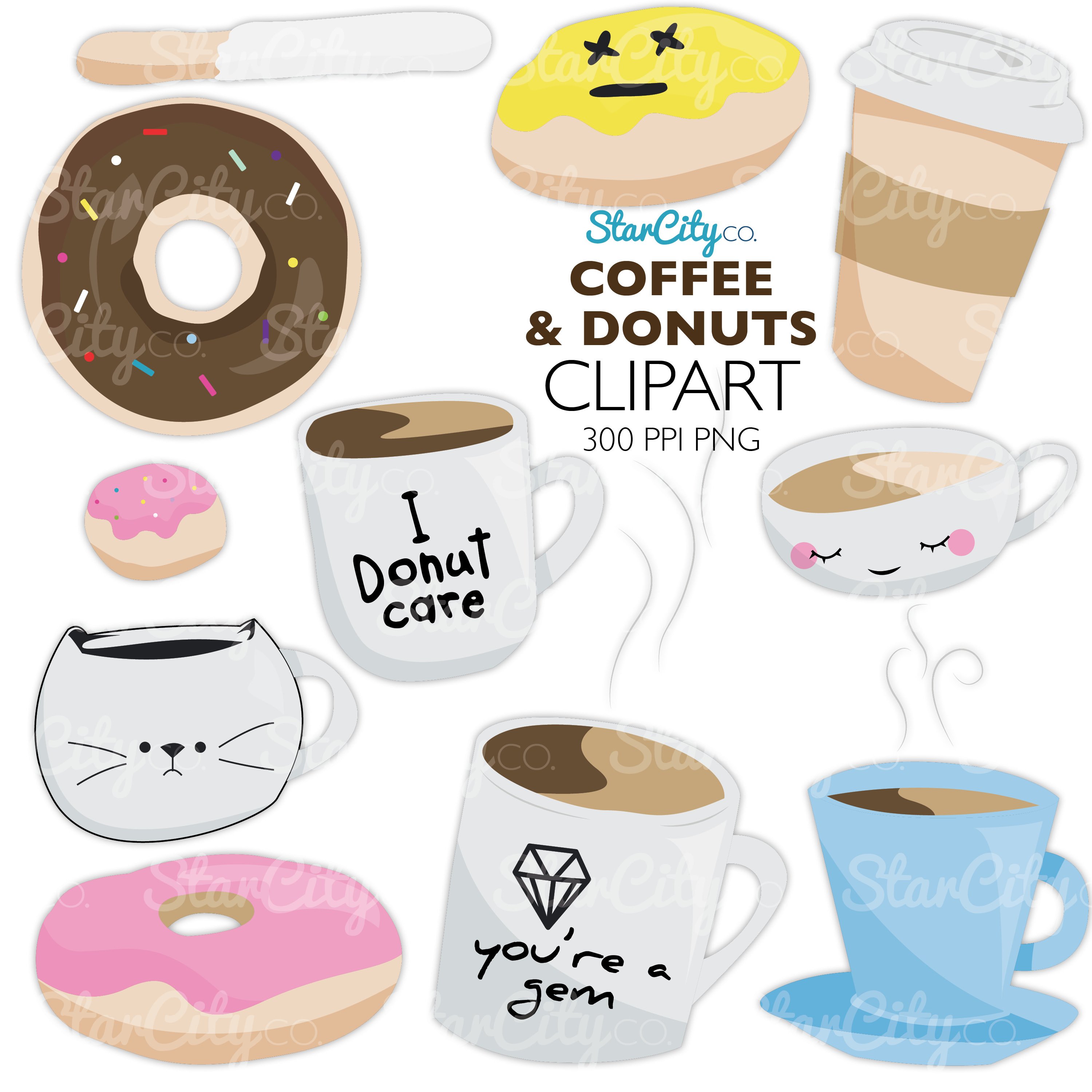 Coffee & Donut Clipart Graphics for commercial use (108261