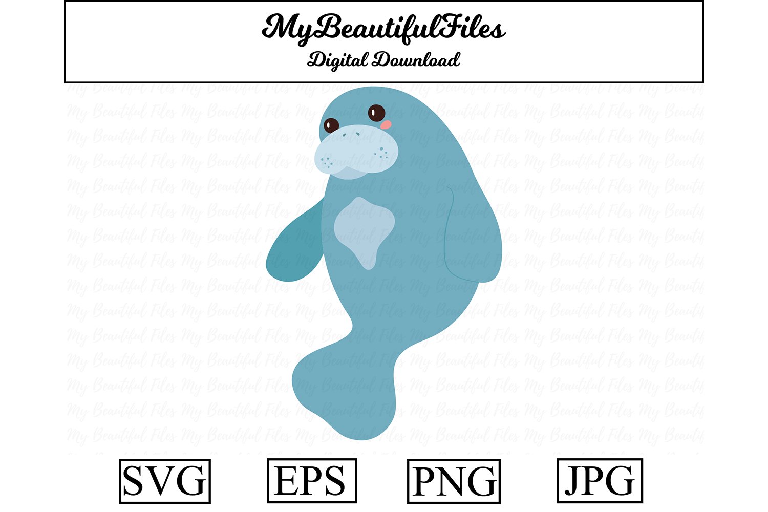 Manatee SVG - Cute animal SVG, EPS, PNG and JPG (907395