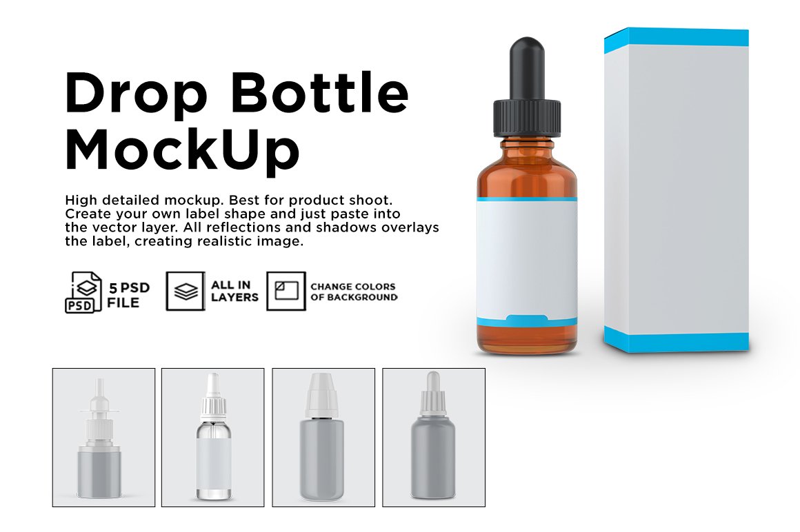 Download Drops Bottle & Box Mock-up (571936) | Products | Design ...