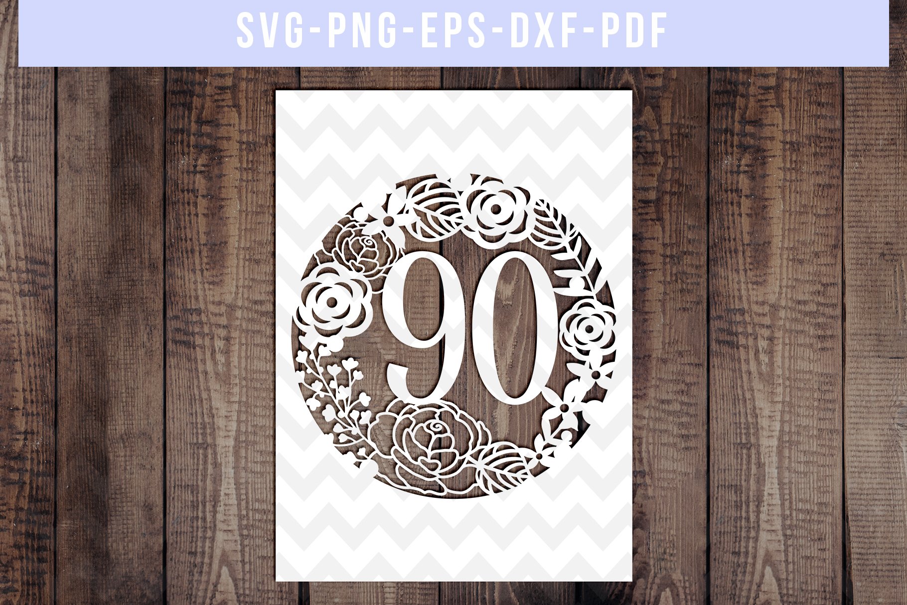 90 Birthday Frame Papercut Template, 90th Birthday SVG, PDF 90-birthday-frame-papercut-template-90th-birthday-svg-pdf