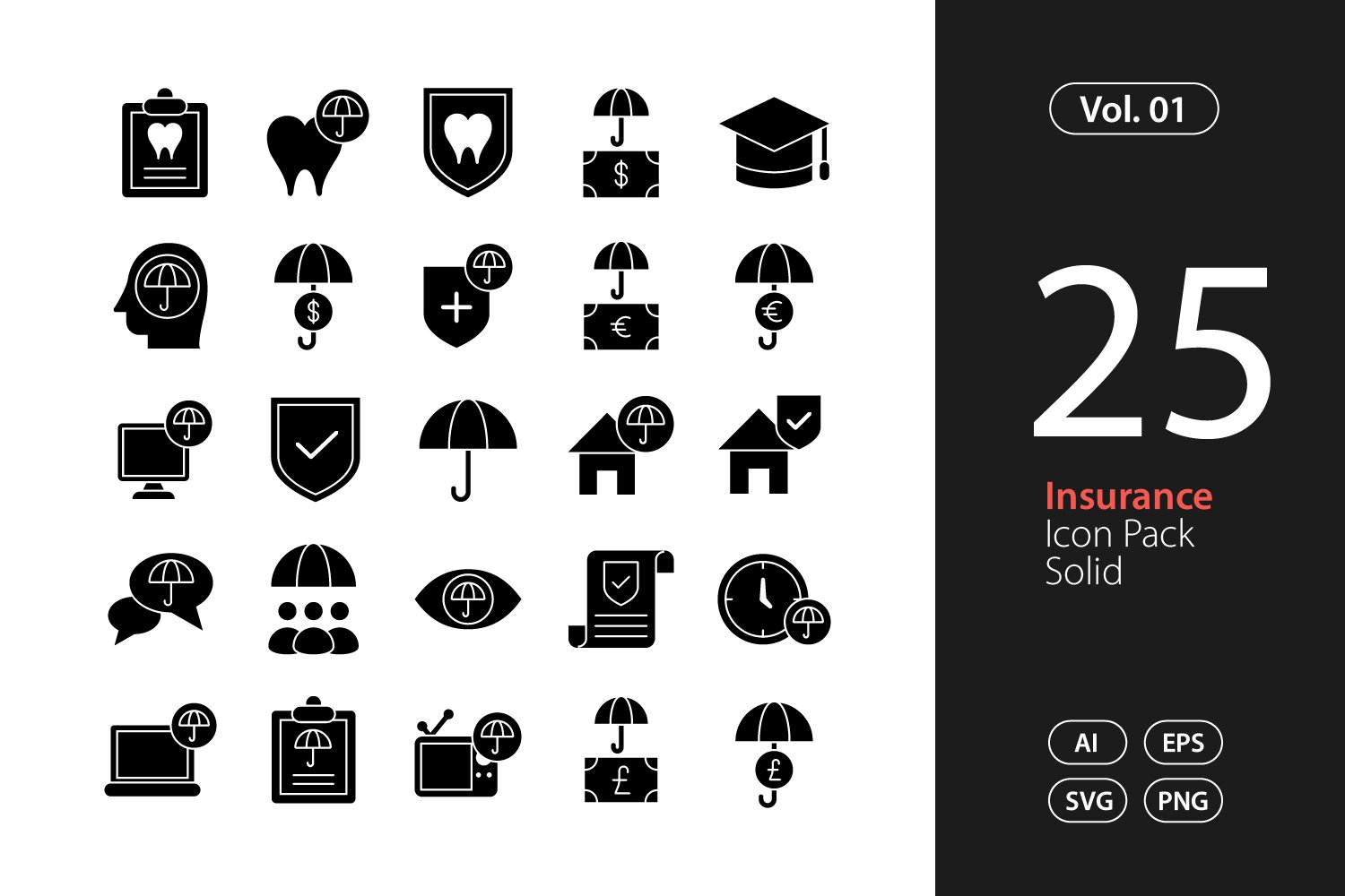 Insurance Icon Solid Svg Eps Png Icons Design Bundles