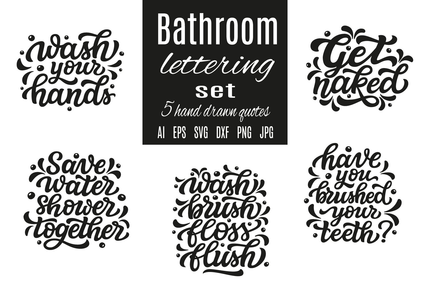 Bathroom quotes SVG bundle (425603) Hand Lettered Design Bundles