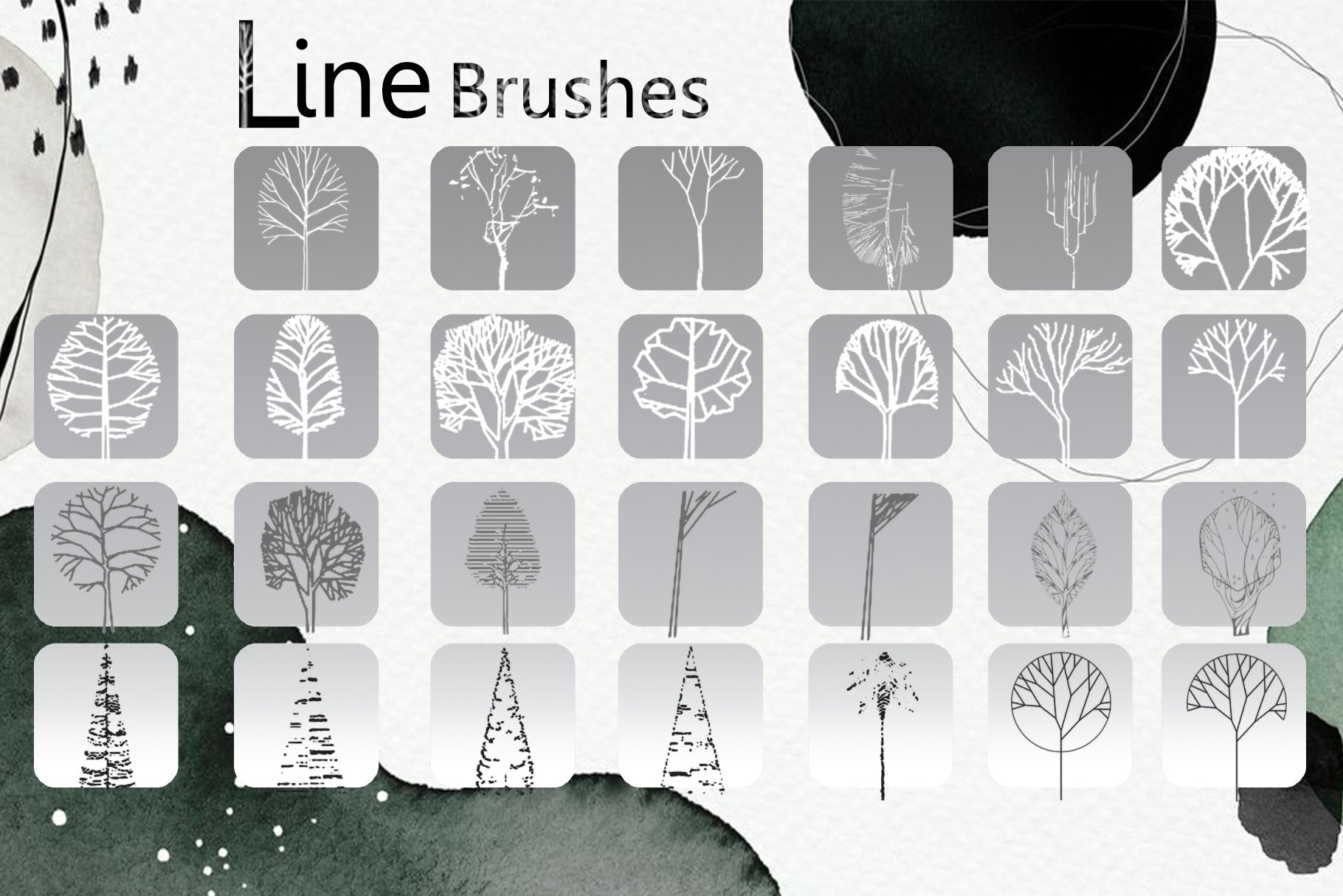 Architectural Tree Brushes (545447) Brushes Design Bundles