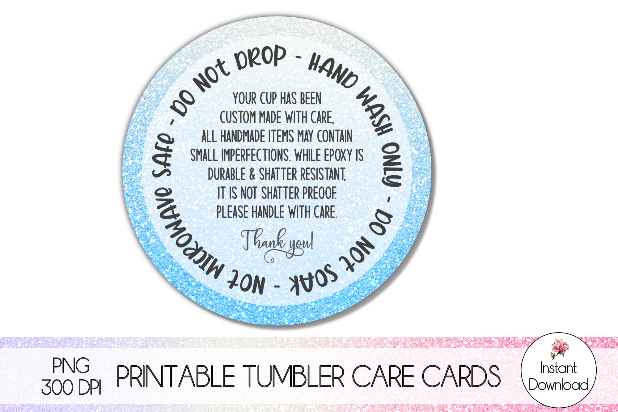 Printable Tumbler Care Card, Tumbler Wash Instructions PNG (1173637 ...