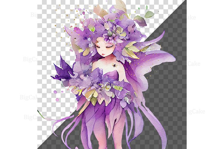 Magic Fairies in Lilac PNG Enchanted Forest Clip Art Sublima