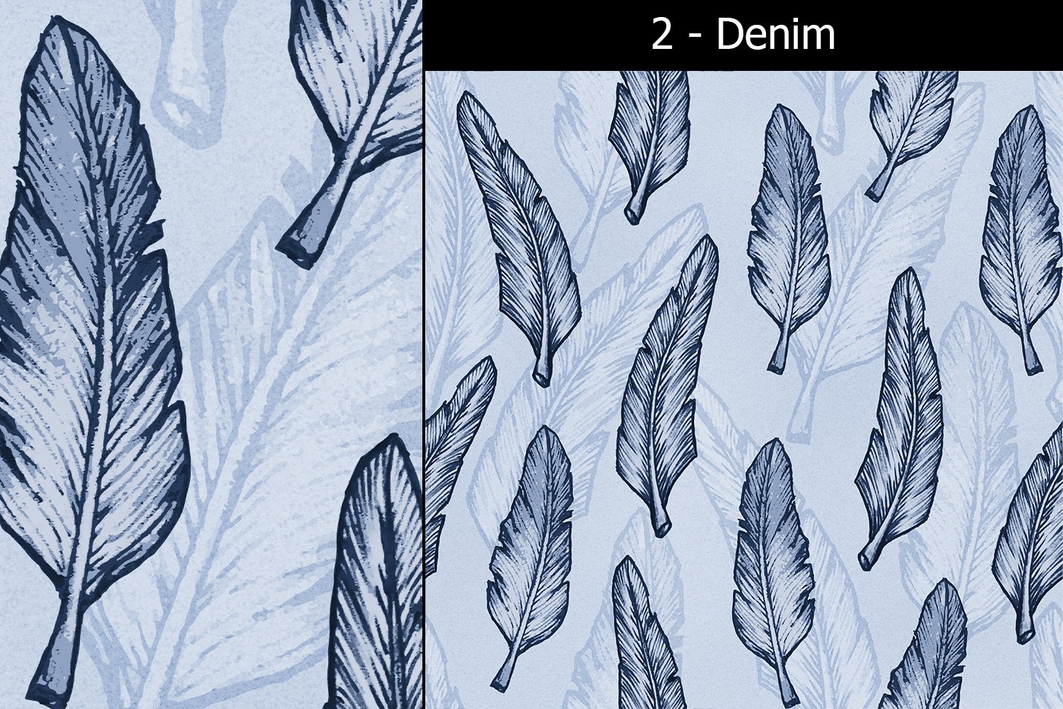 Drawn Feather Seamless Pattern - 4 style, image size:1500x1000