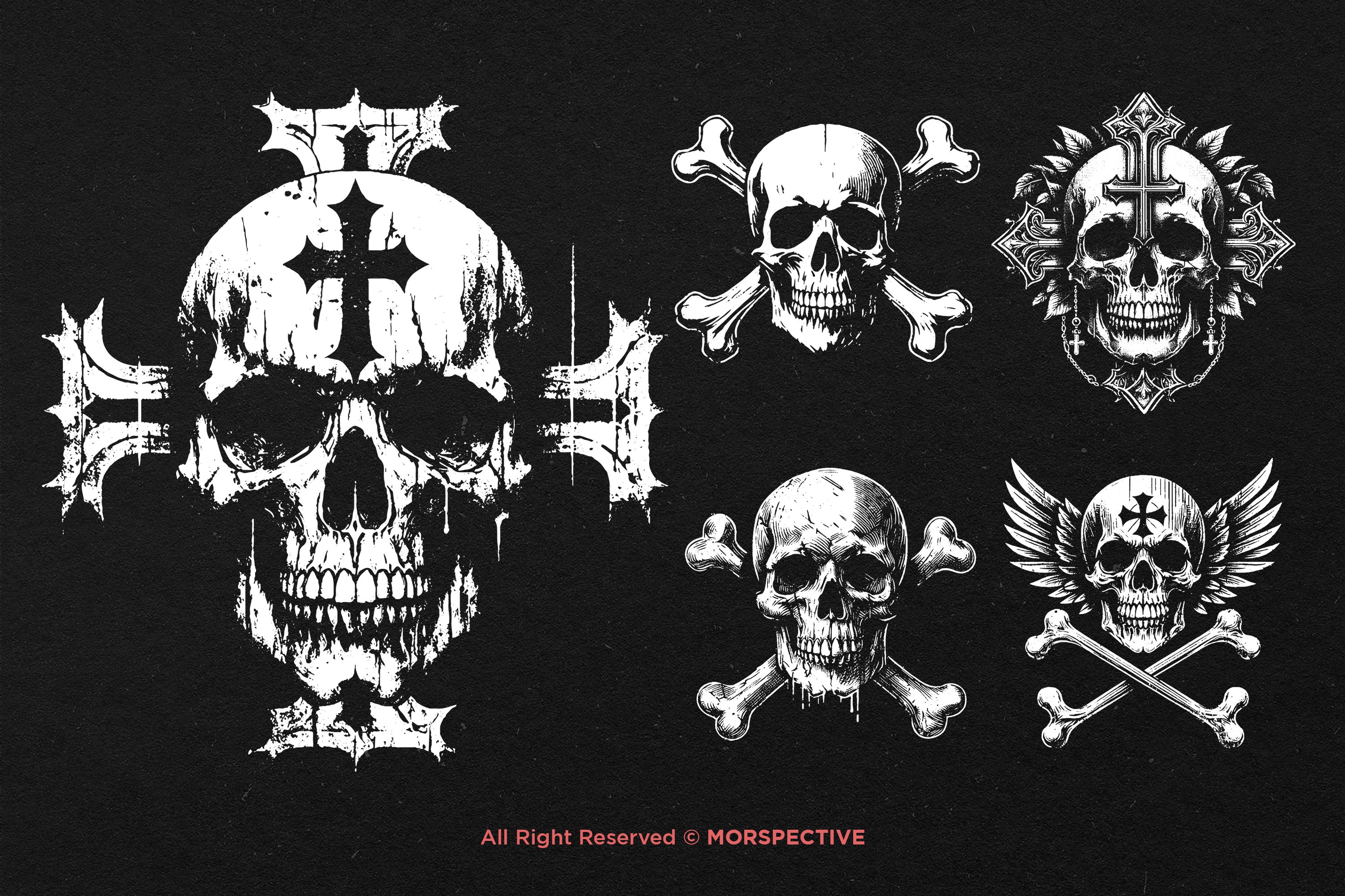 トップス Skull illustration print studded cross farp,small,wall_texture,