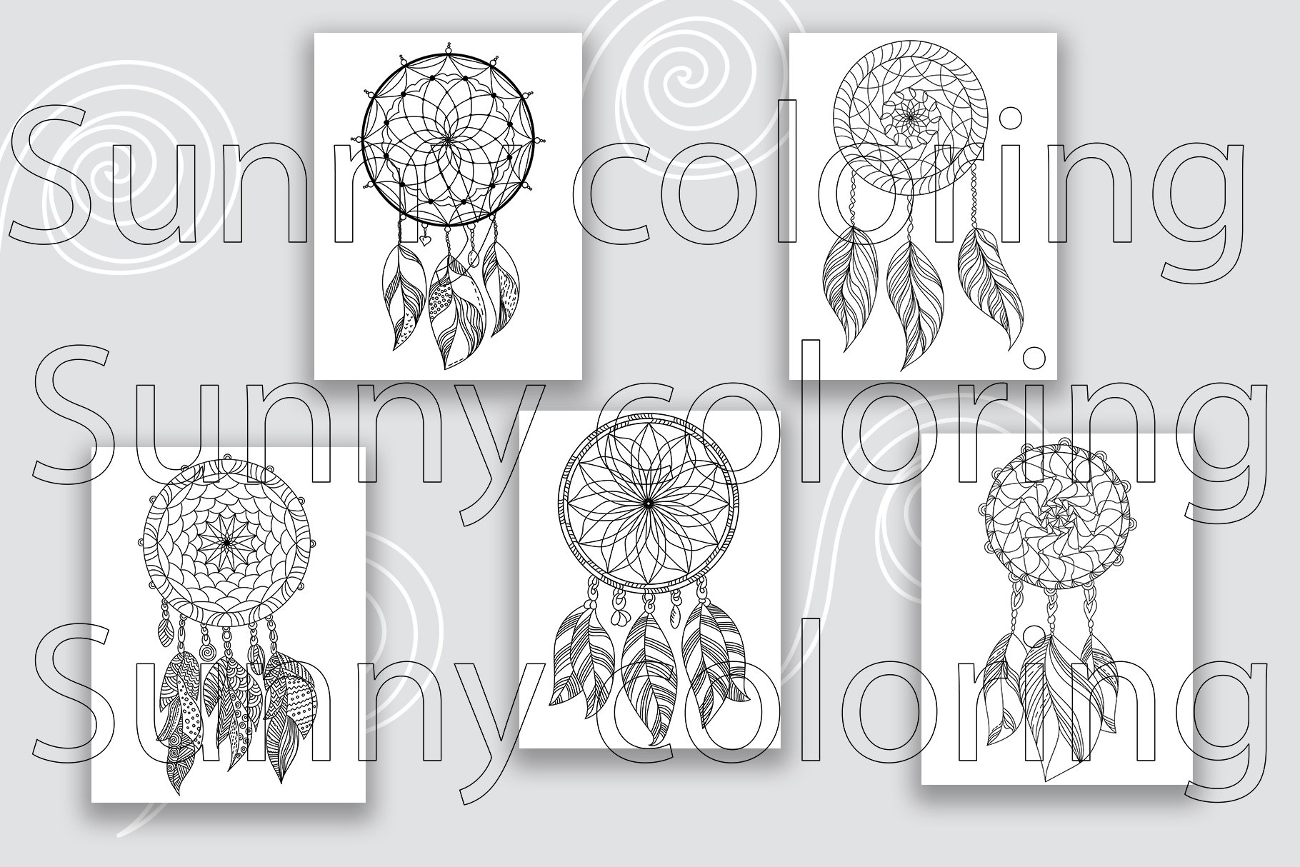 Dream catchers coloring book Vol 2, Printable coloring pages, image size:1820x1214