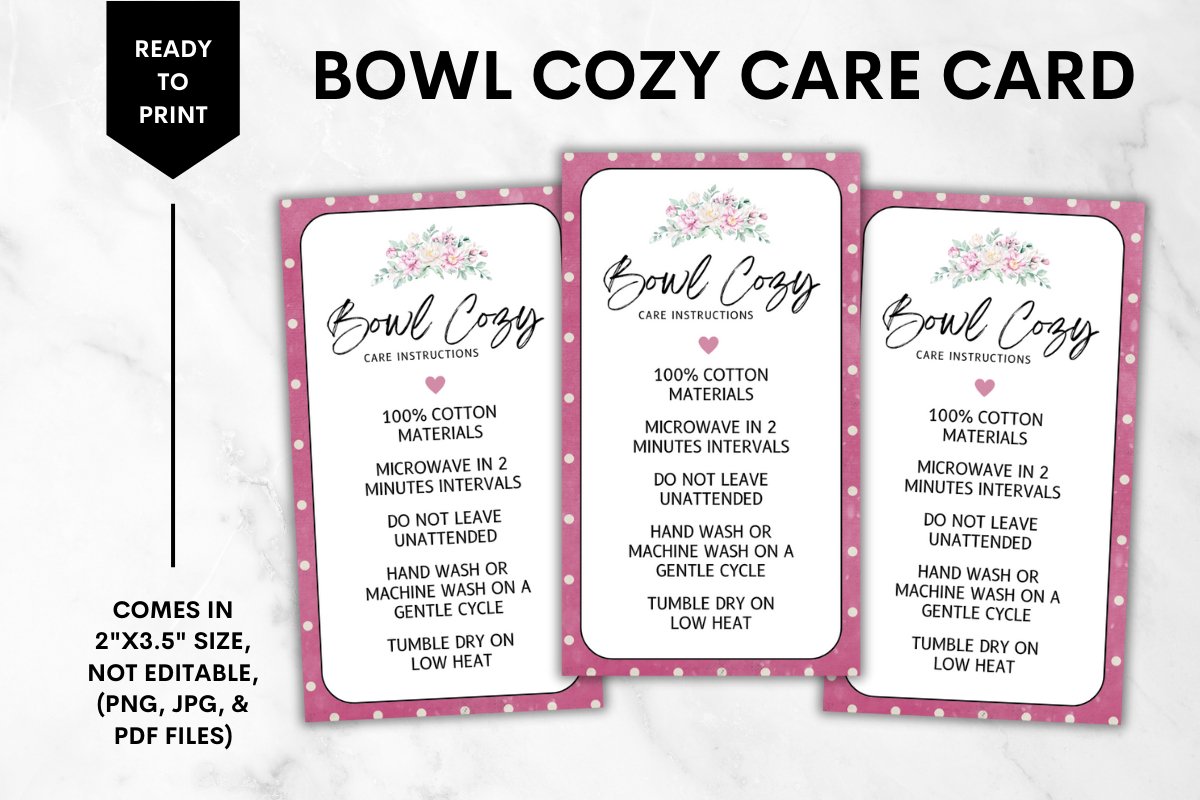 printable bowl cozy care card - pink