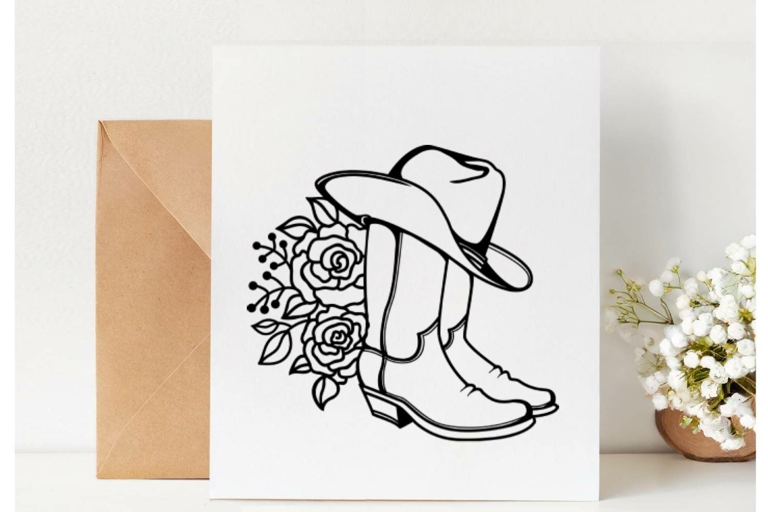 Cowboy boots SVG, Cowgirl boots printable file flowers decor