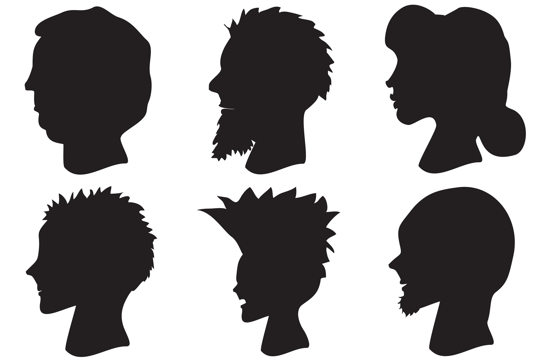 30 Silhouette Head Profiles Men and Women Logo Illustration, image size:2160x1440