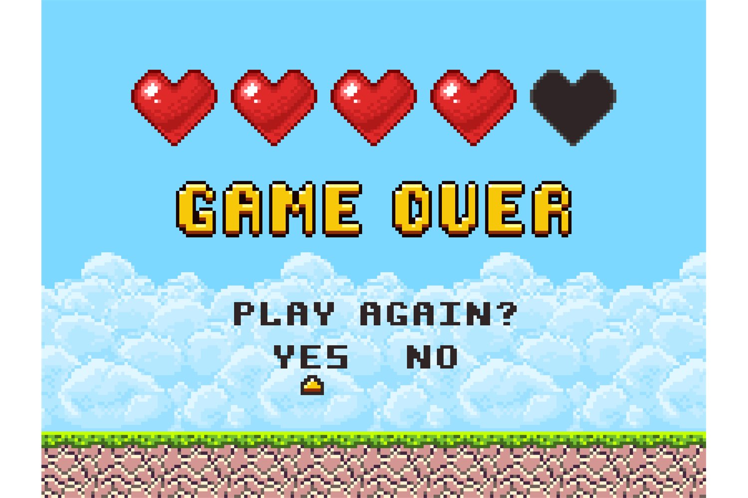 Game Over Pixel Art Arcade Game Screen Free Template Ppt Premium