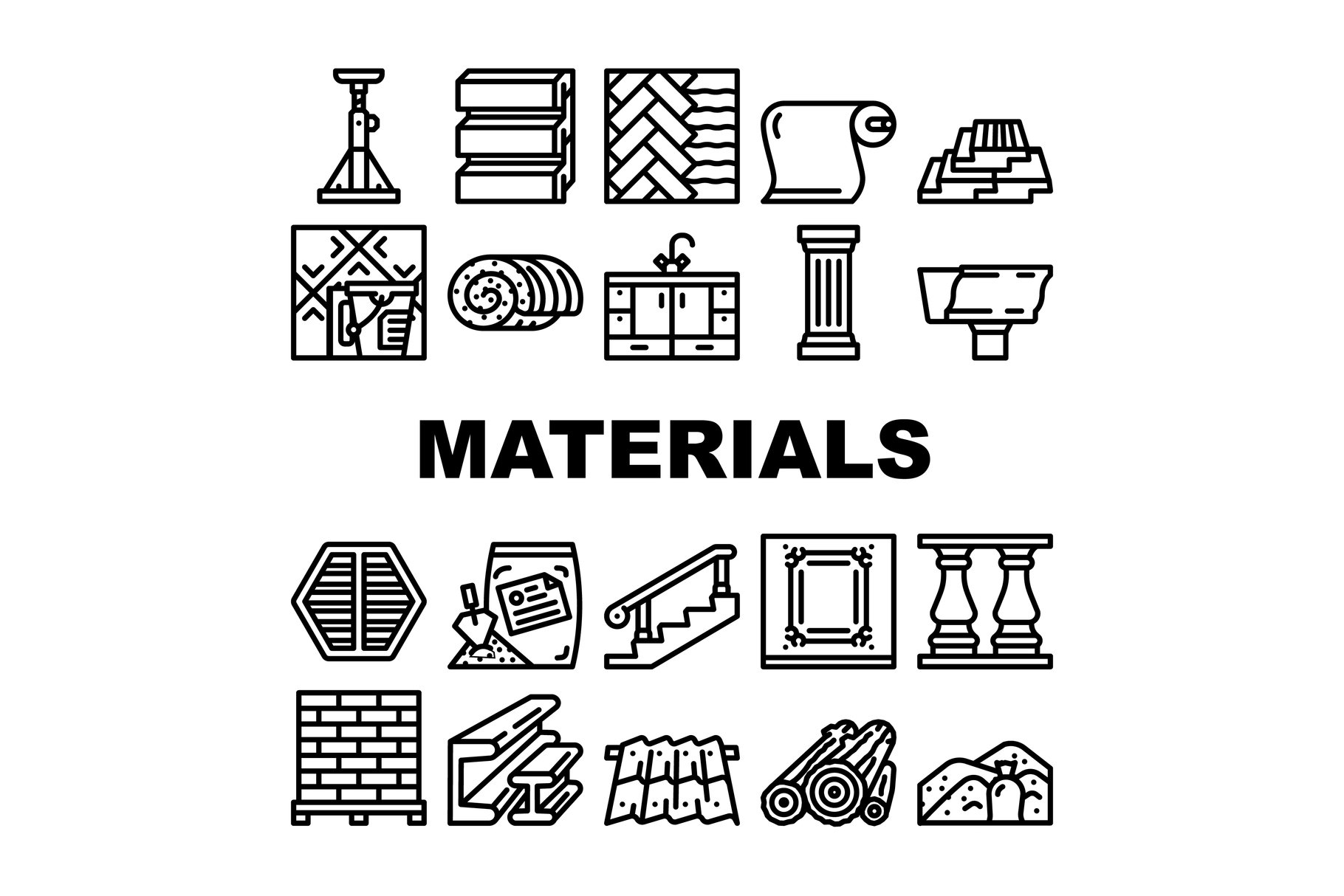 Building Materials And Supplies Icons Set Vector (2236444) Icons