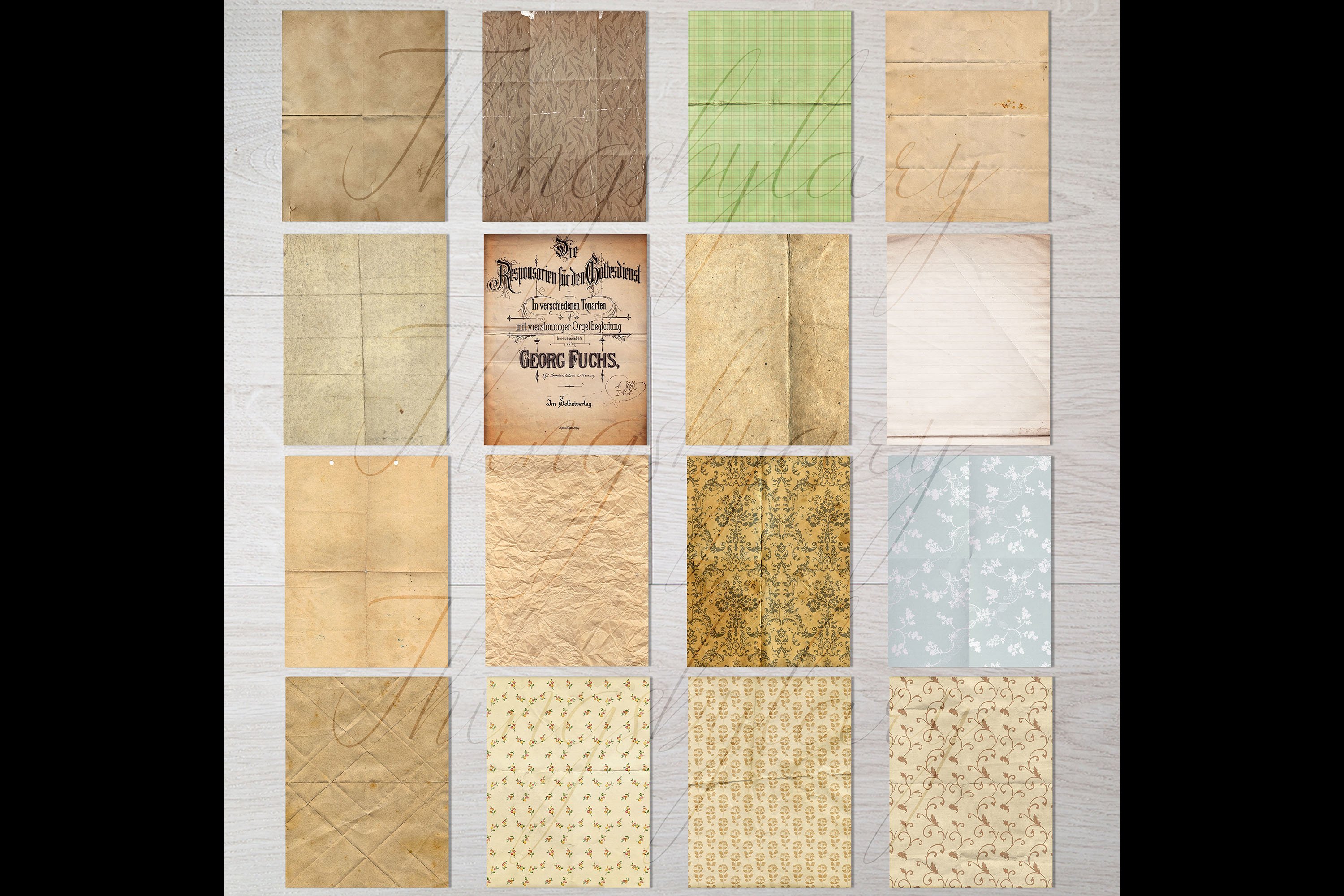 30 Folded Crumpled Antique Vintage Old Papers 8.5x11 Vol.2 (564268