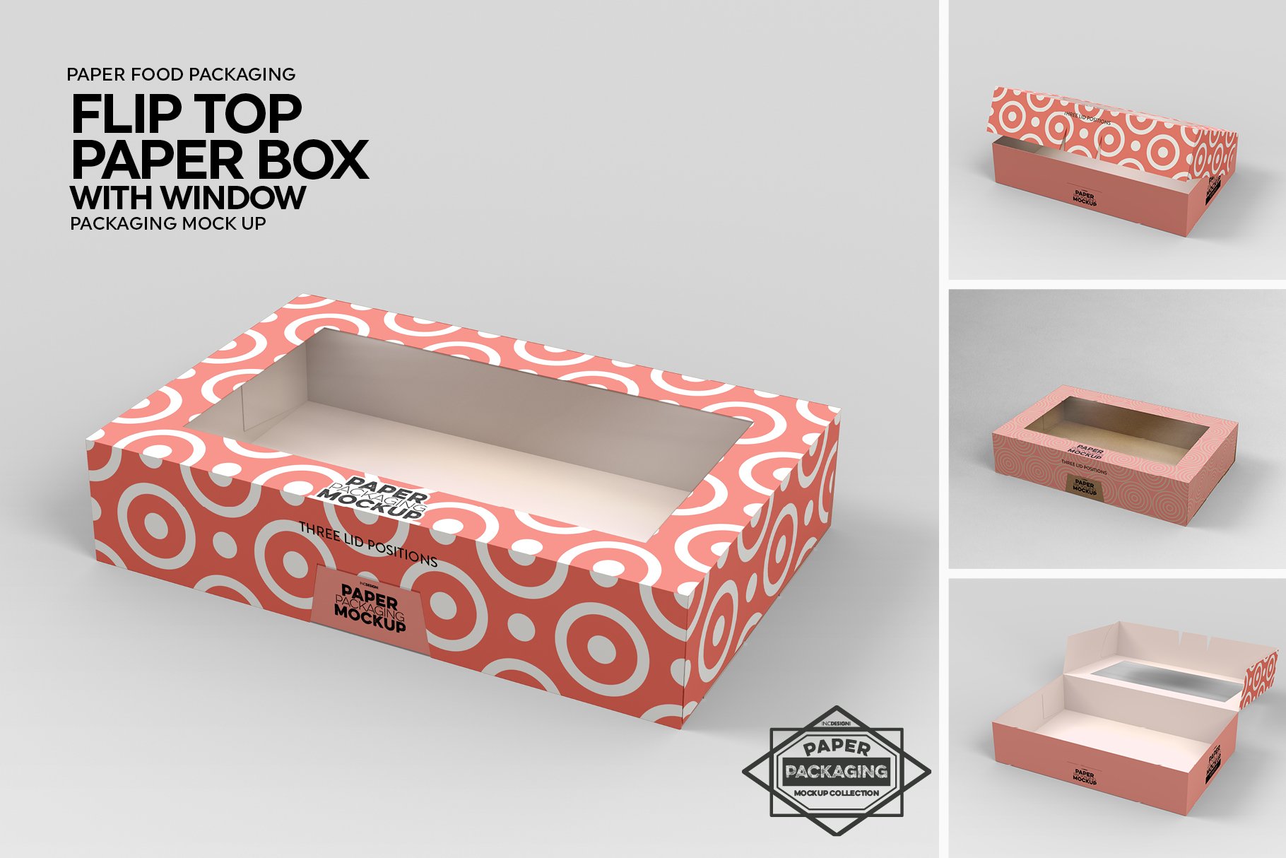 Flip Top Paper Box with Window Packaging Mockup (647591) Branding