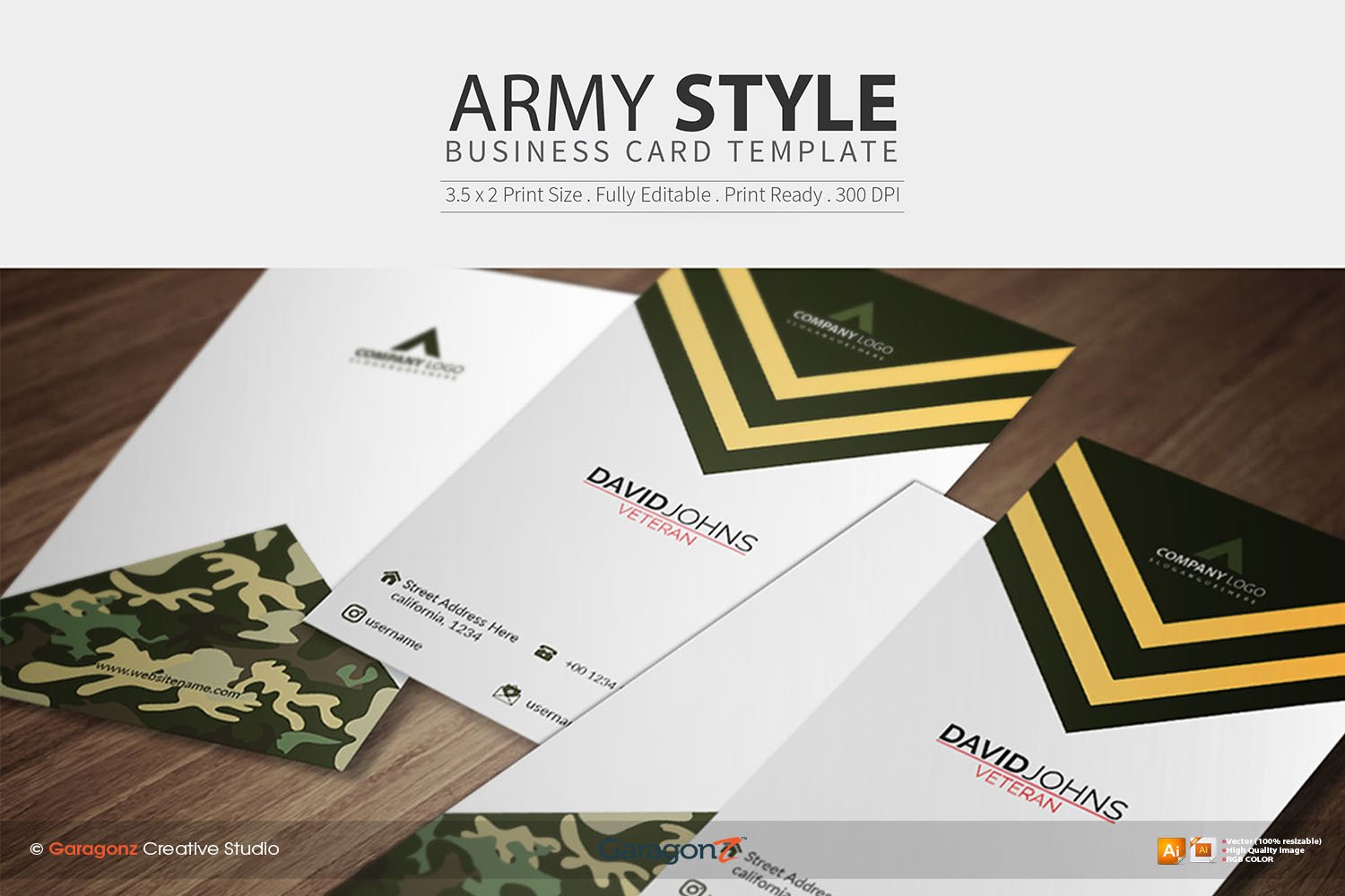 Army Style Business Card Template army-style-business-card-template