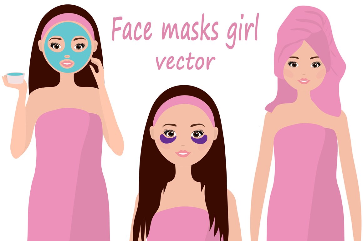 Facial masks girl vector illustration (492469) | Illustrations | Design ...