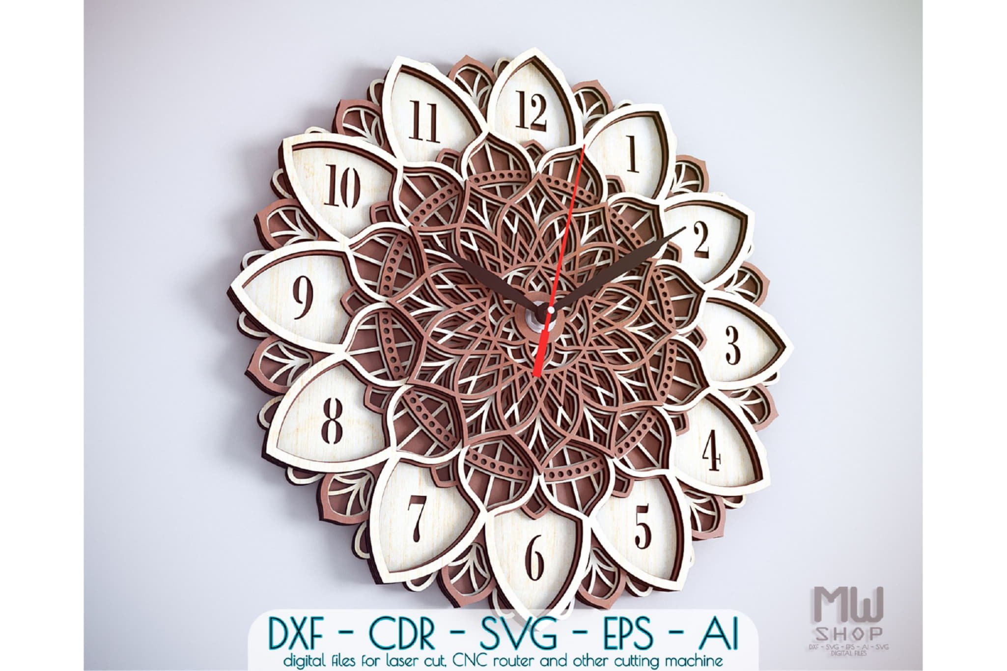 Download Mandala Clock Svg Design - Layered SVG Cut File - Download Free Font - Best Crystal Fonts