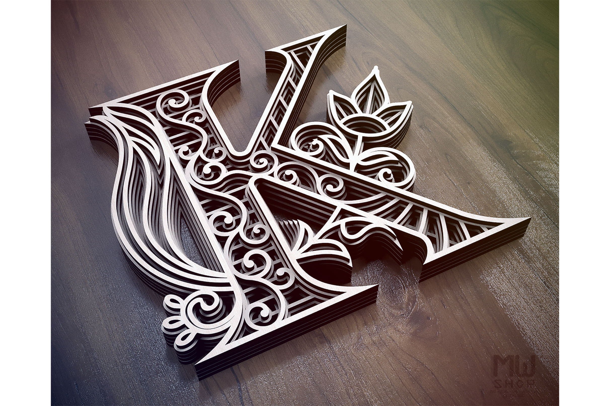 Layered Letter K, Alphabet letter K pattern, Letter K SVG