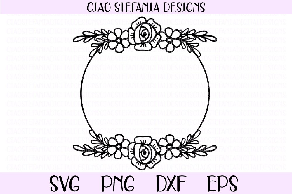 Flower Monogram Frame SVG, Circle Flowers SVG, Rose Circle