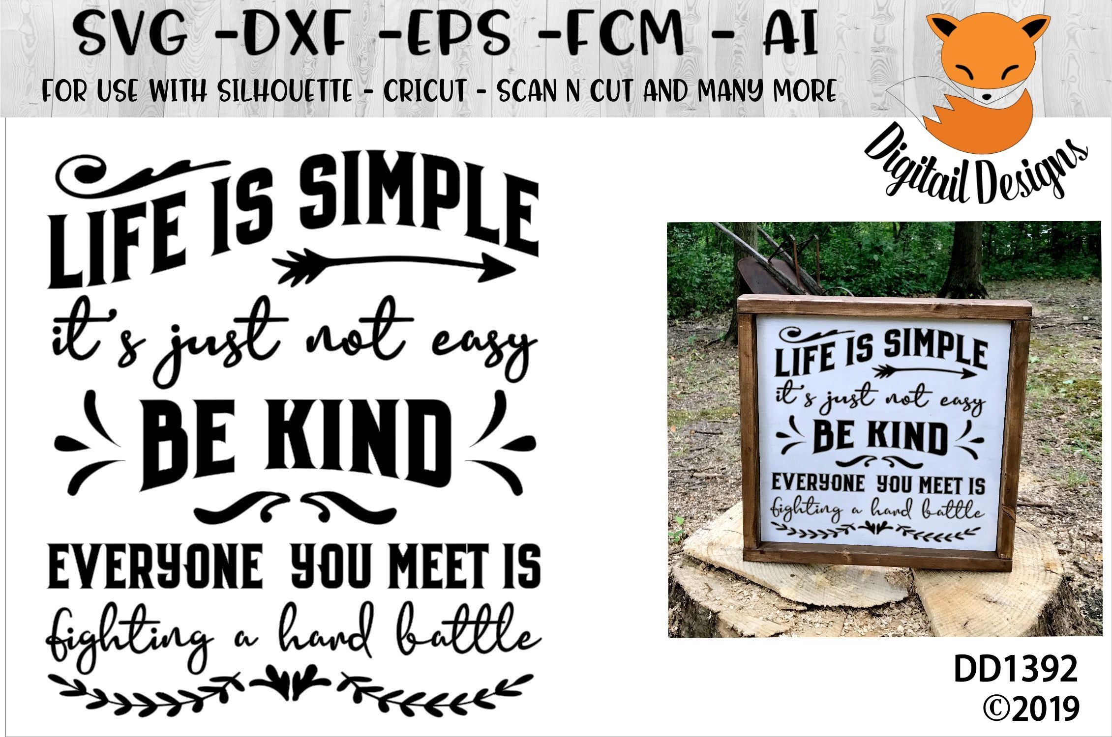 Inspirational Life Is Simple Be Kind Quote SVG (240148) Cut Files Design Bundles