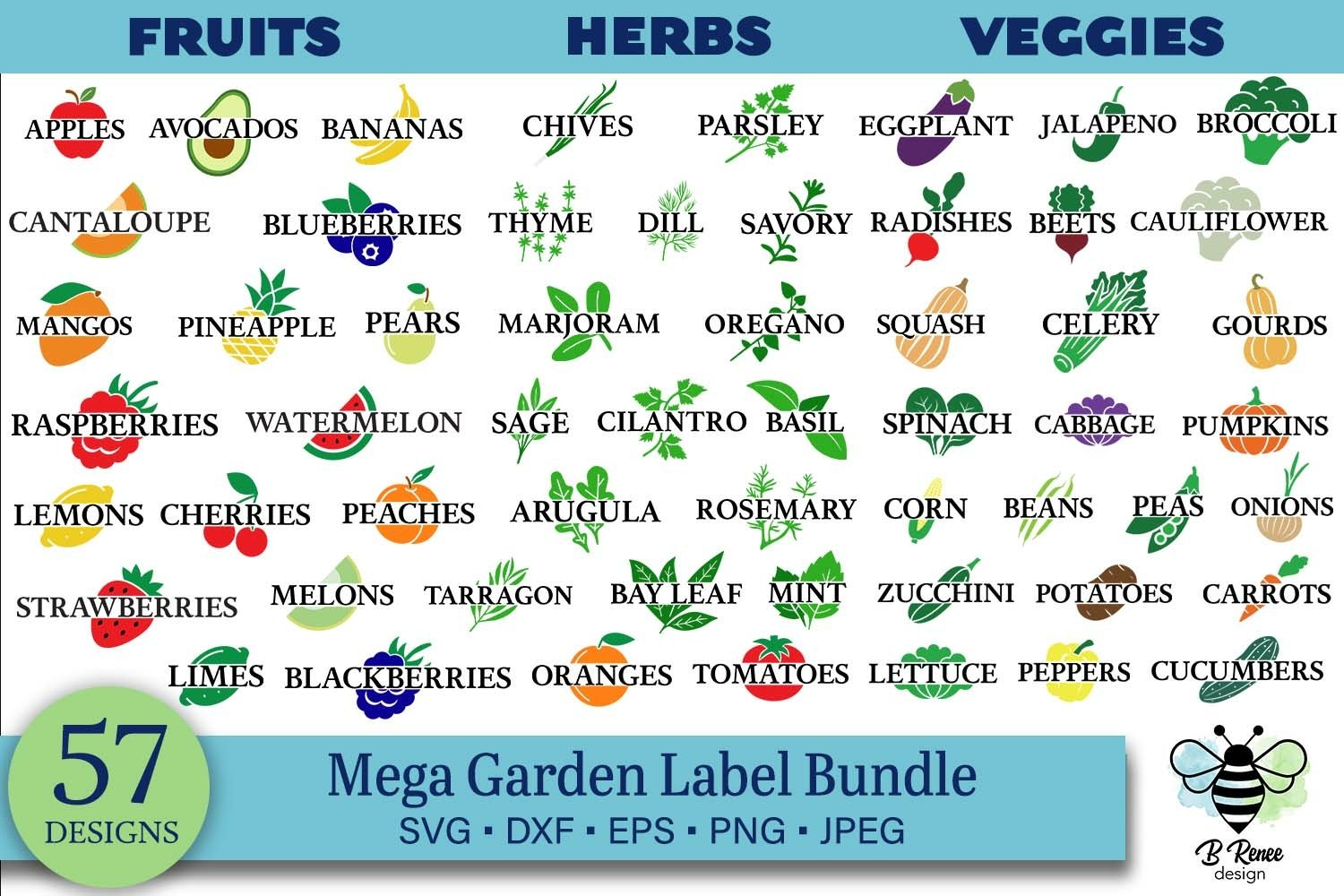 garden-label-bundle-vegetable-fruit-and-herb-svg-labels for Free Printable Herb Garden Labels Garden Label Bundle | Vegetable, Fruit, and Herb SVG Labels for Free Printable Herb Garden Labels