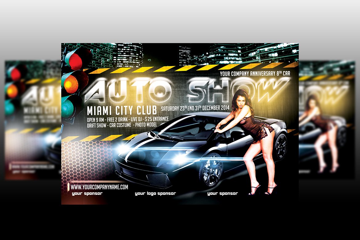 Car Auto Show flyer template (22)  Flyers  Design Bundles Pertaining To Car Show Flyer Template