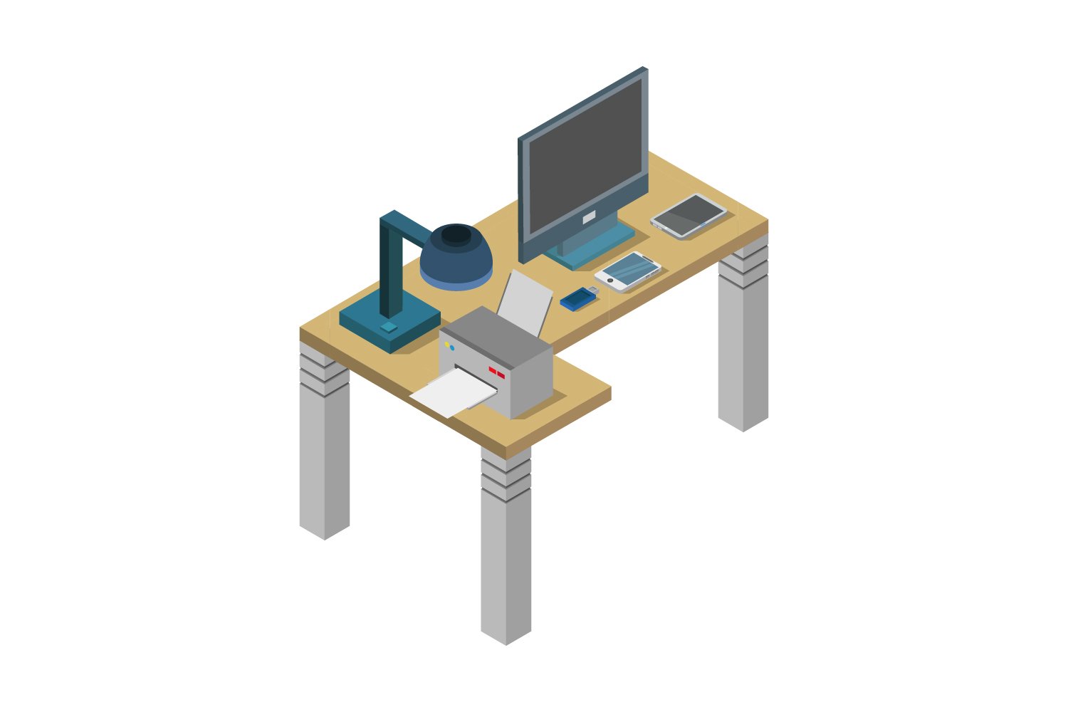 isometric desk (668339) | Icons | Design Bundles