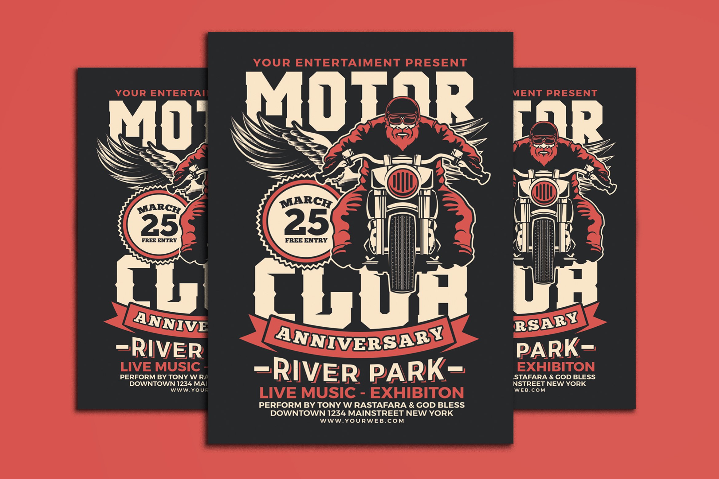 Motorcycle Club Event Flyer (65657) Flyers Design Bundles