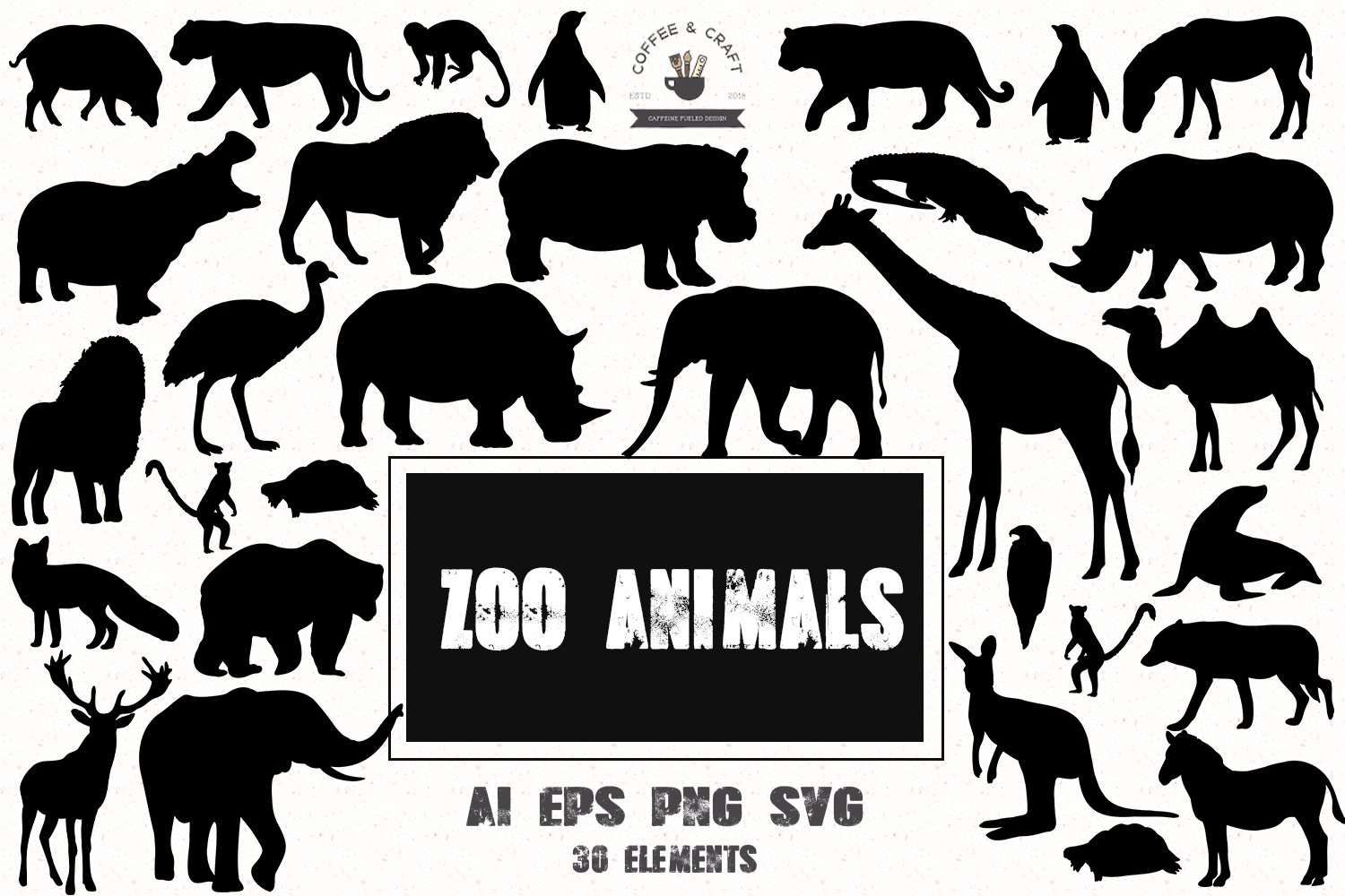 Zoo animals silhouettes