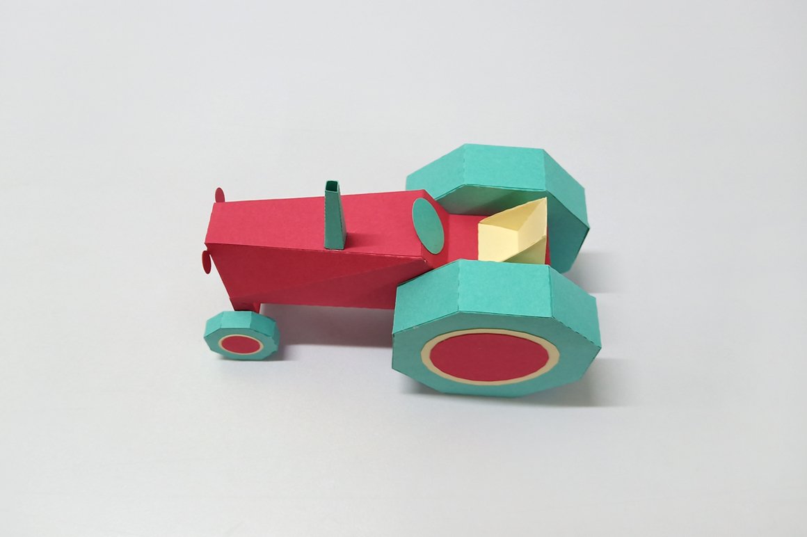 DIY Farm Tractor 3d papercraft (540740) Paper Cutting Design Bundles